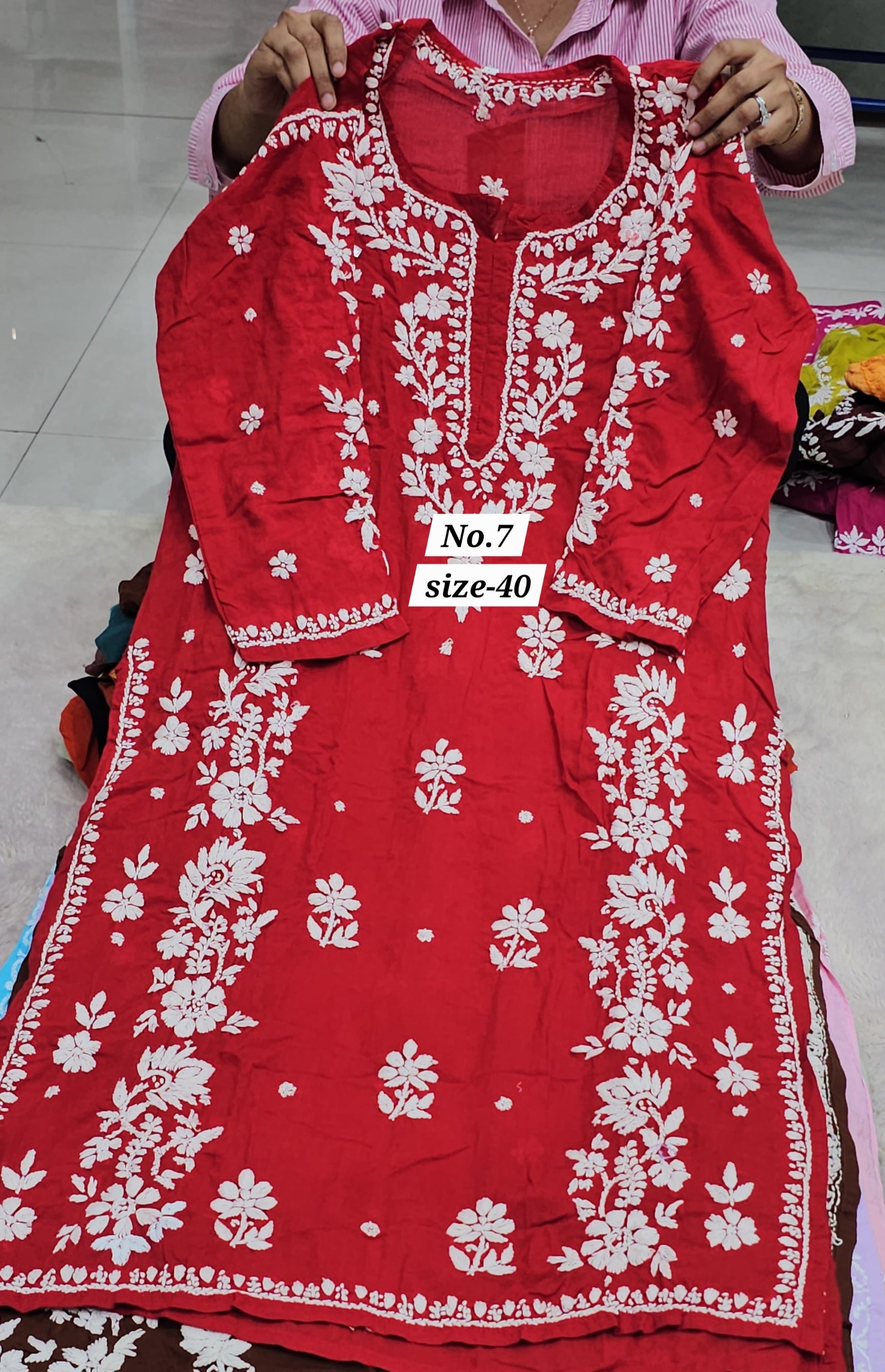 LUCKNOW CHIKANKARI READY MADE KURTI {SIZE-40} (NO. 7)