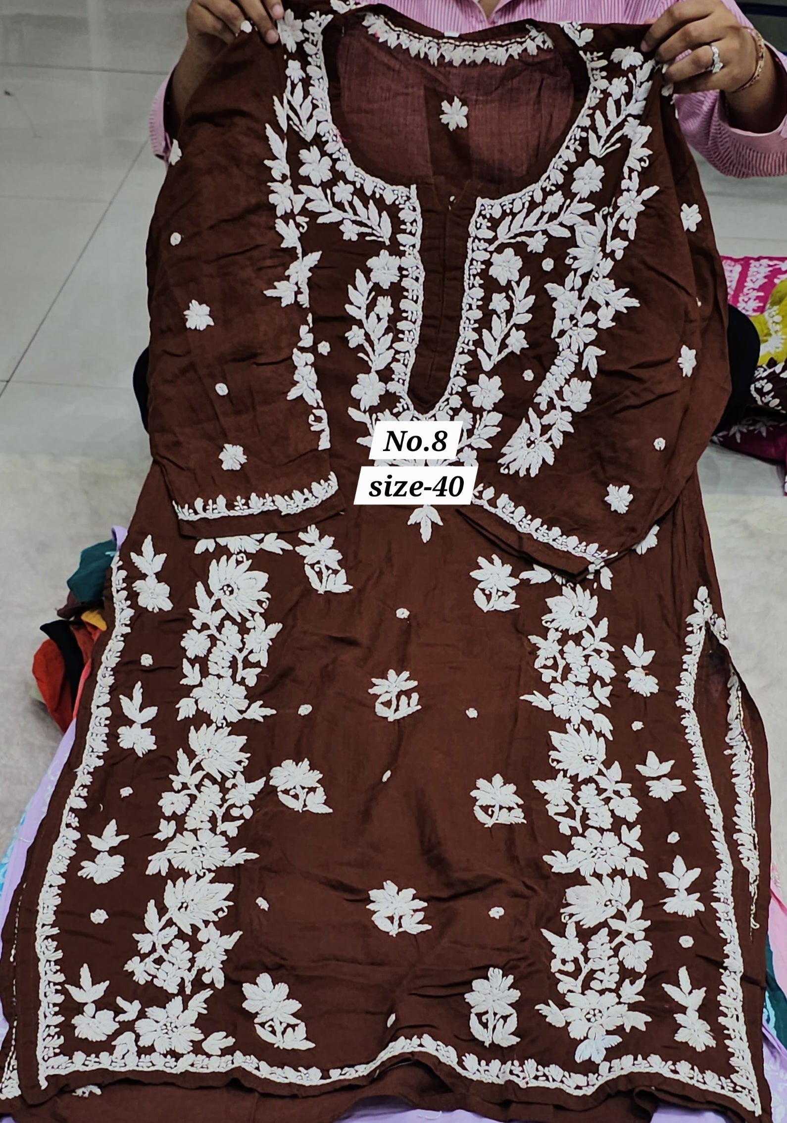 LUCKNOW CHIKANKARI READY MADE KURTI {SIZE-40} (NO. 8)