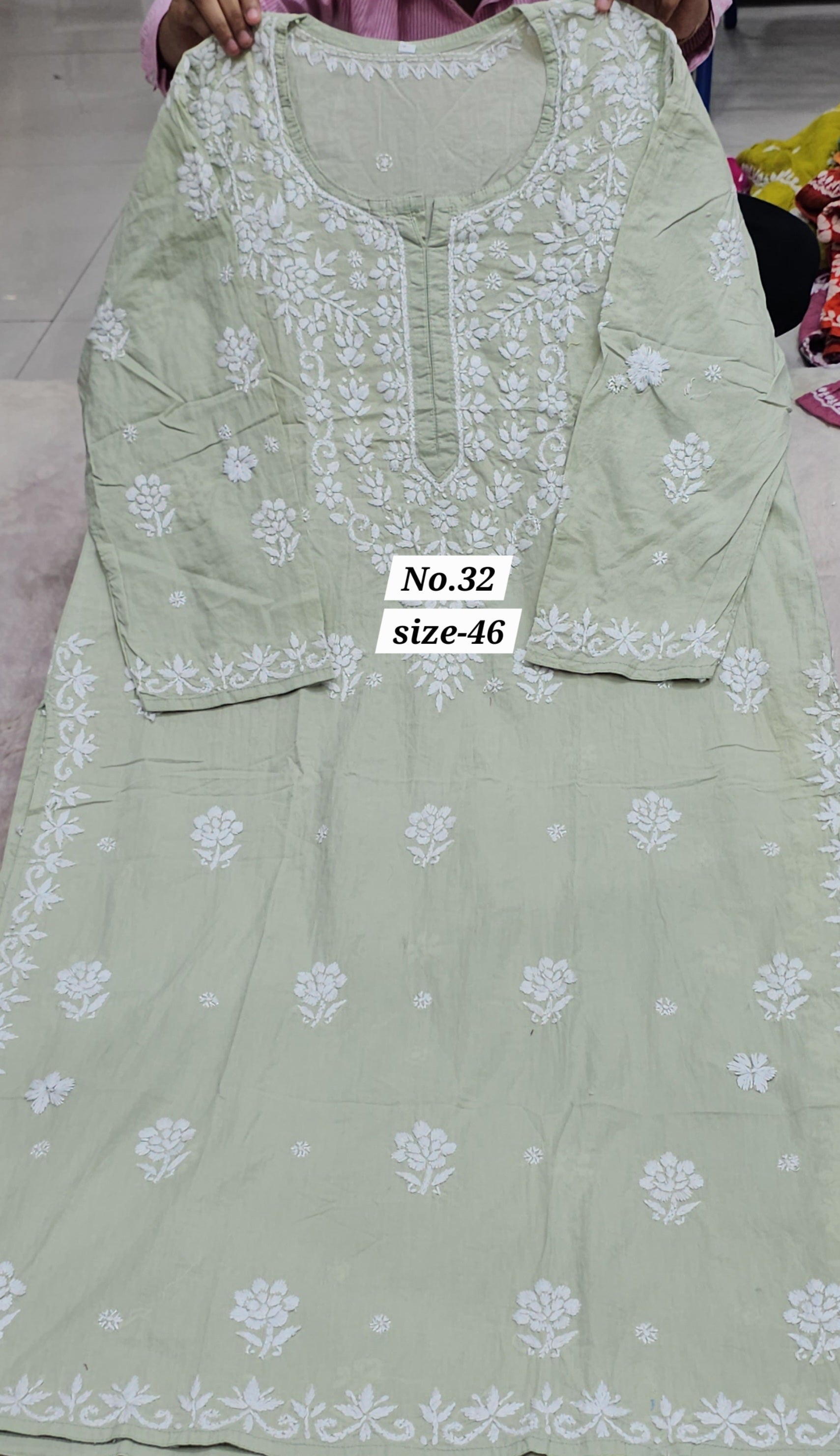 LUCKNOW CHIKANKARI READY MADE KURTI {SIZE-46} (NO. 32)