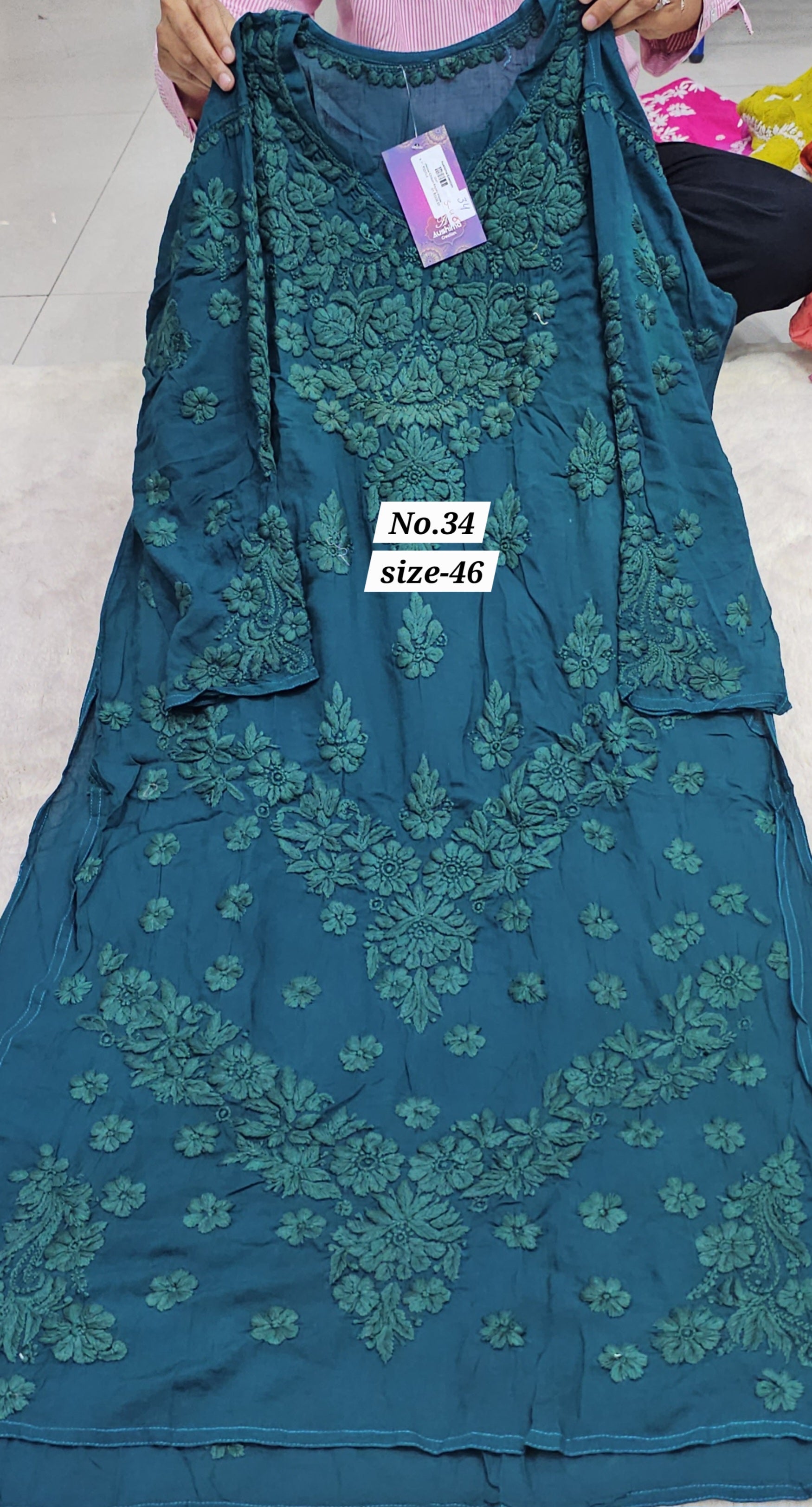 LUCKNOW CHIKANKARI READY MADE KURTI {SIZE-46} (NO. 34)