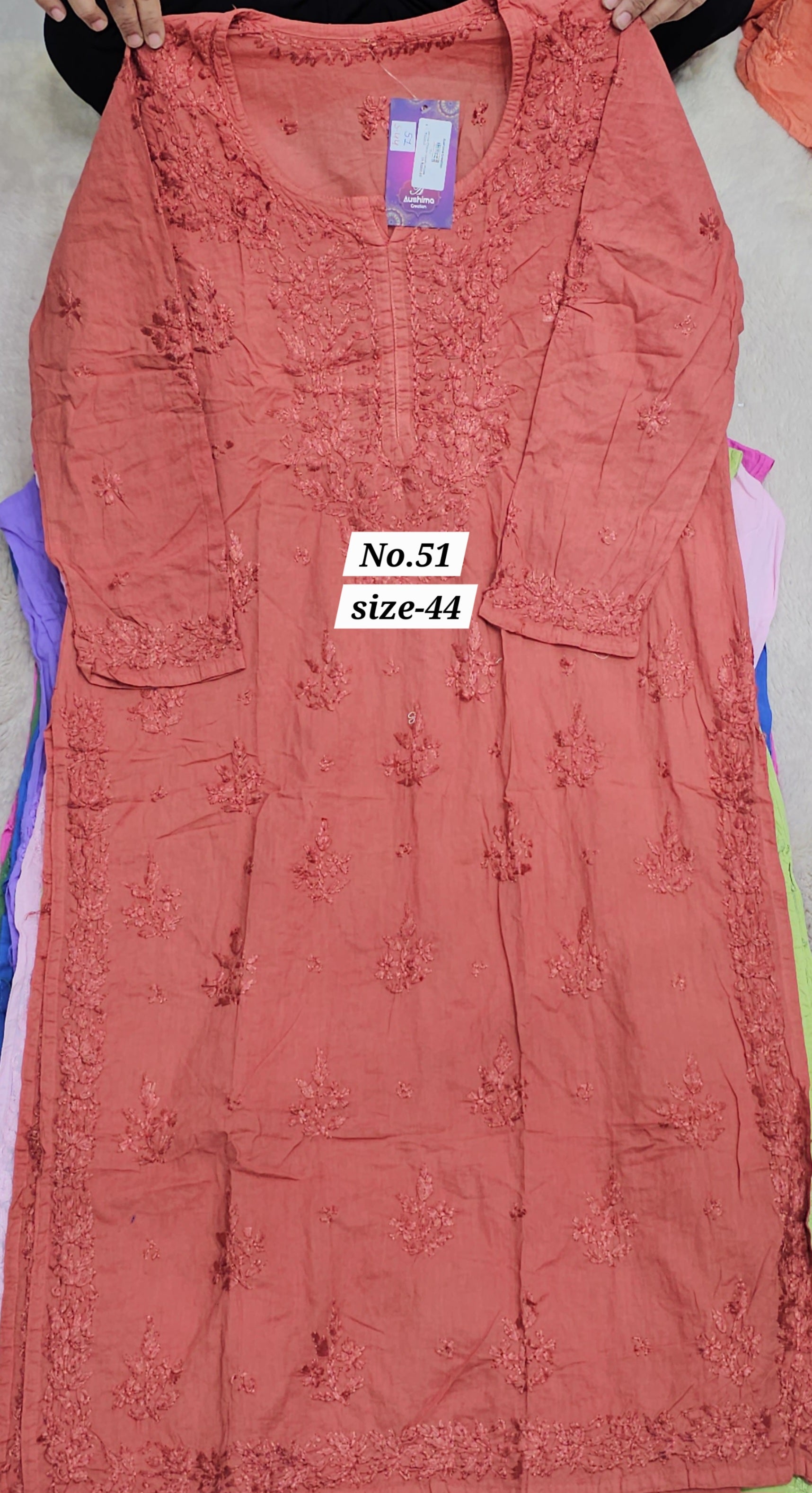 LUCKNOW CHIKANKARI READY MADE KURTI {SIZE-44} (NO. 51)