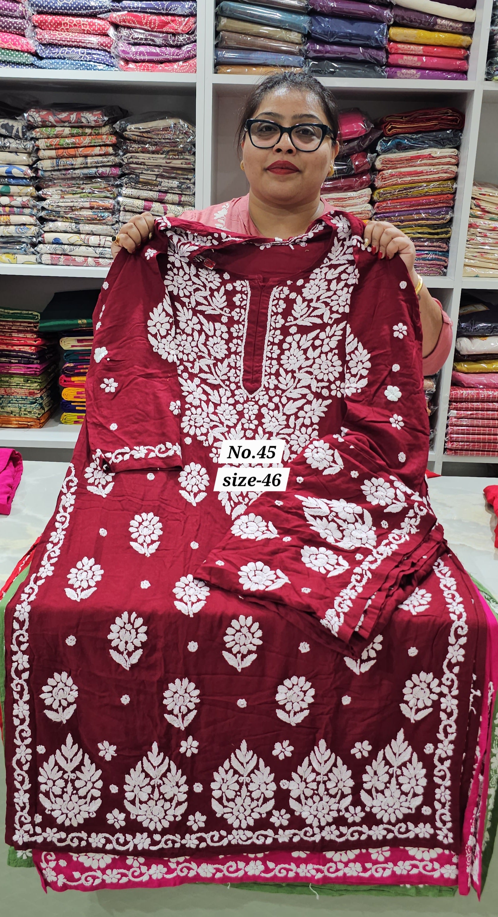LUKHNOW CHIKANKARI CORD SET (NO.45)