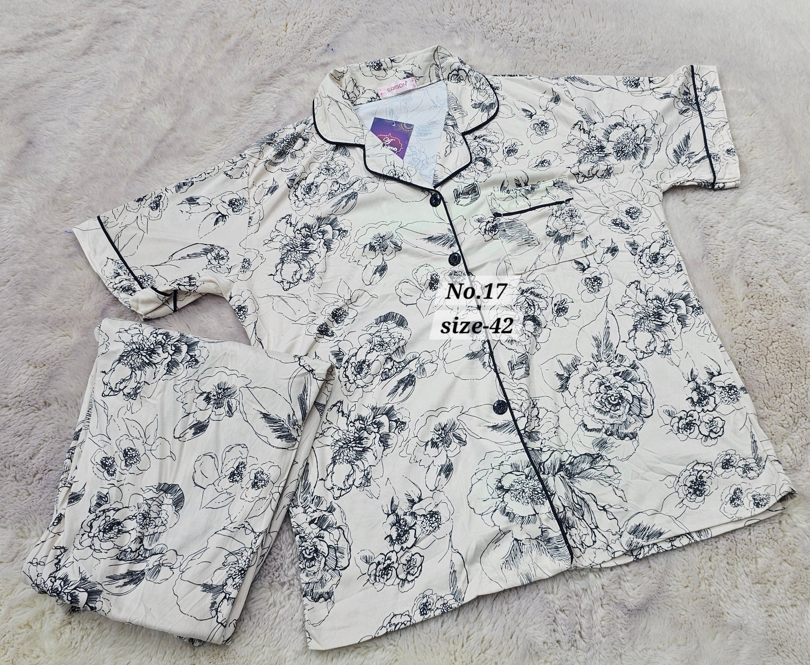 NIGHT WEAR CORD SET {SIZE-42} (NO.17)