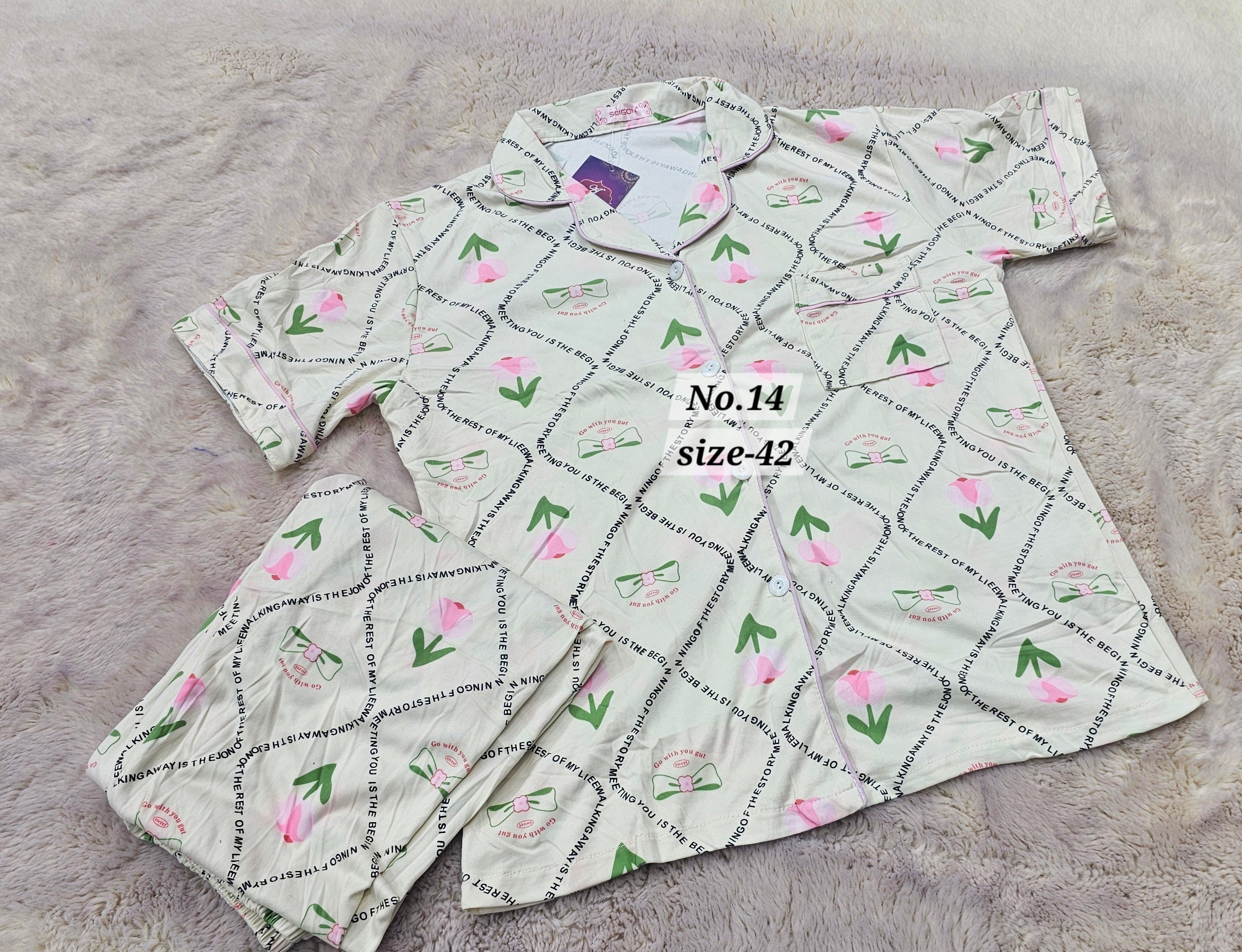 NIGHT WEAR CORD SET {SIZE-42} (NO.14)