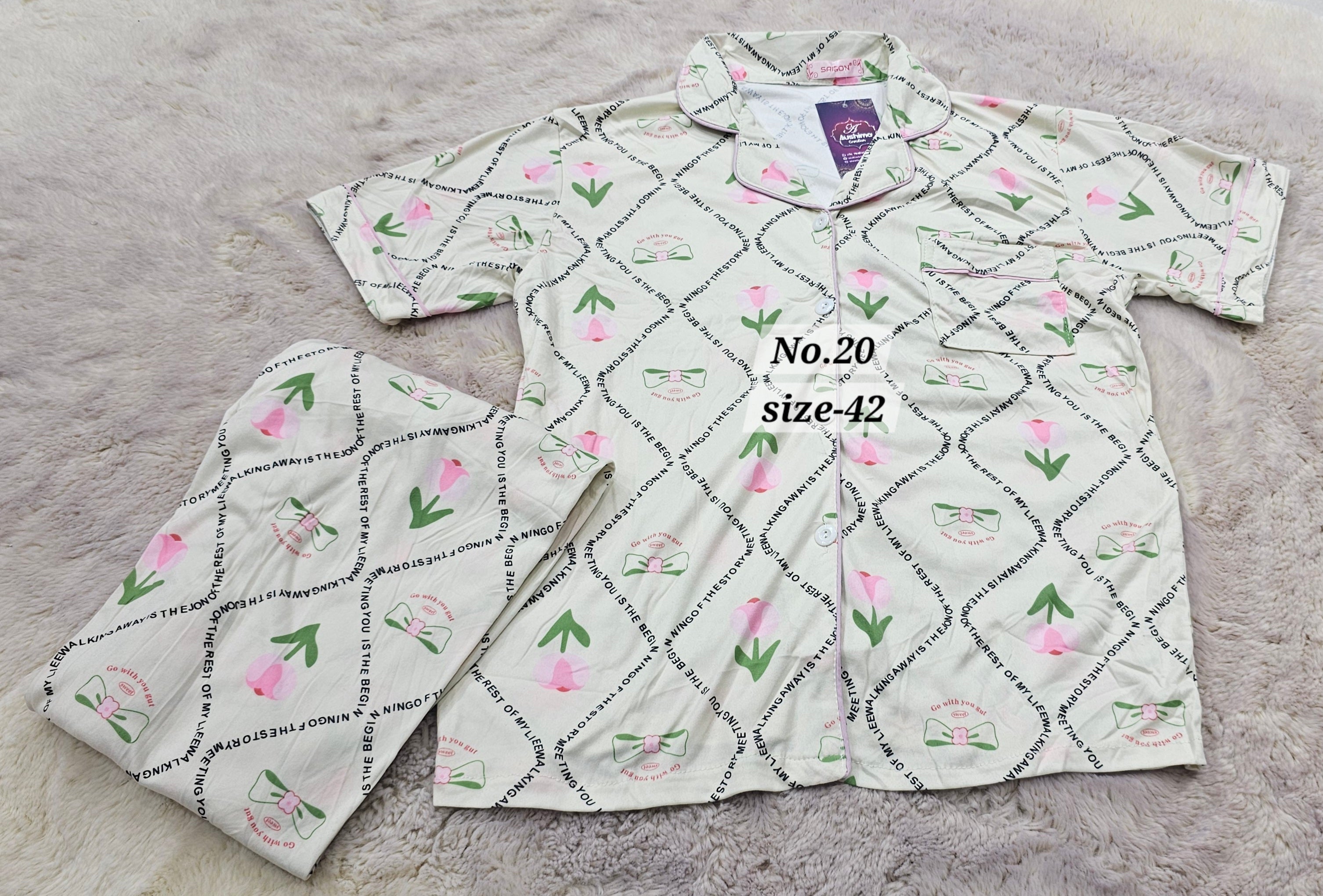 NIGHT WEAR CORD SET {SIZE-42} (NO.20)