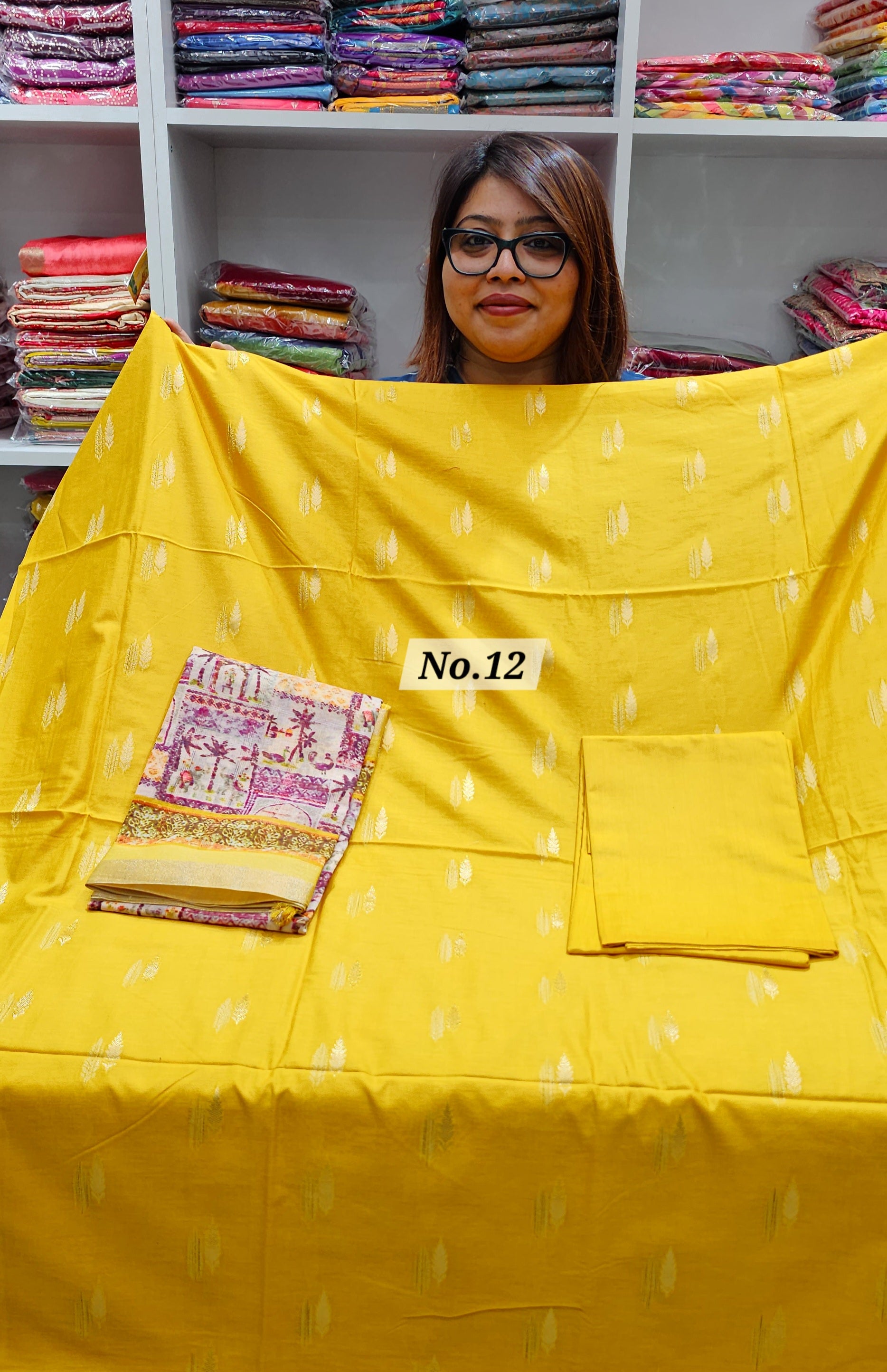 PURE HANDLOOM SILK 3PC DRESS MATERIAL (NO.12)