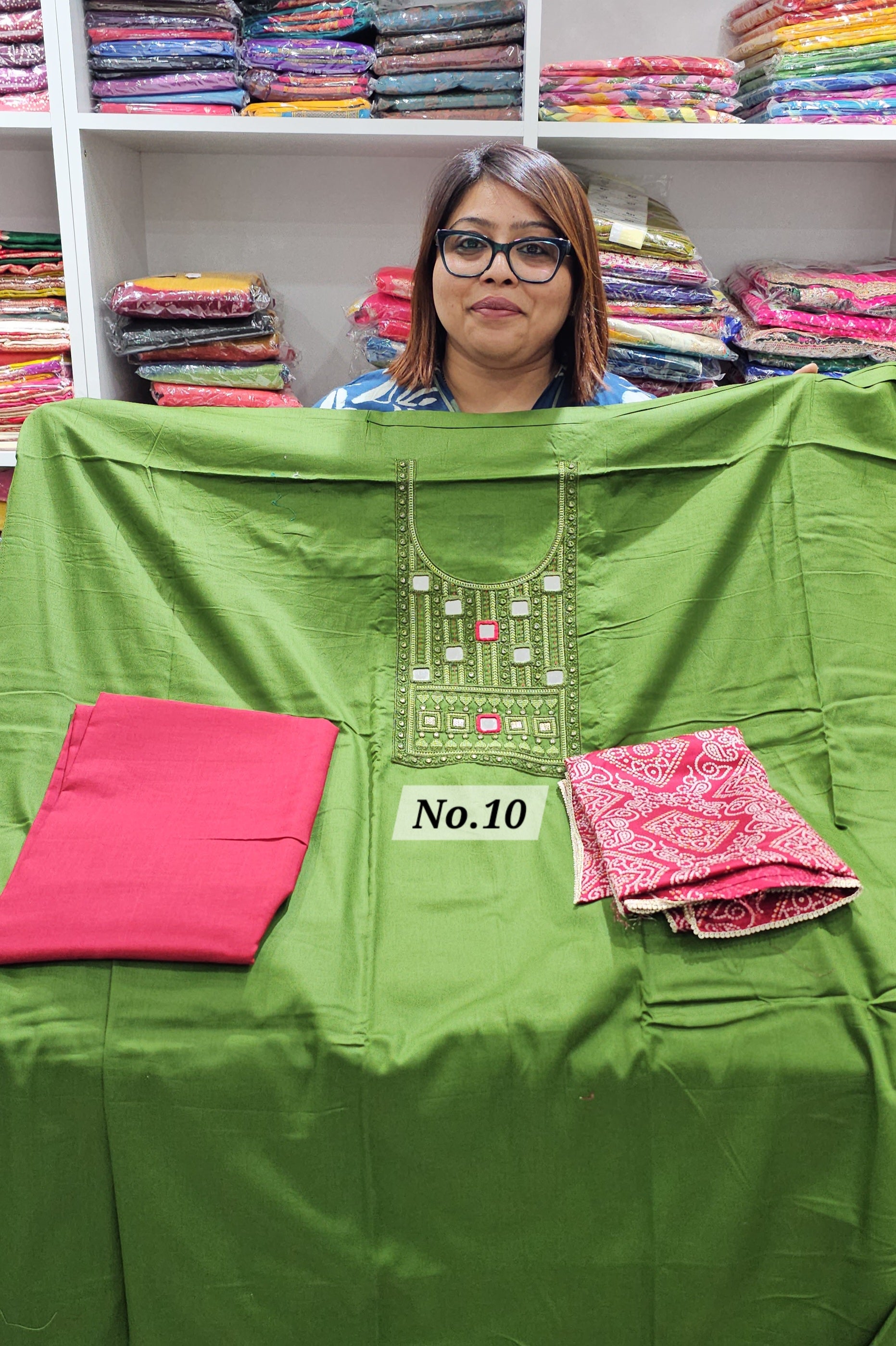 DESIGNER JAM COTTON SILK DRESS MATERIAL (NO. 10)