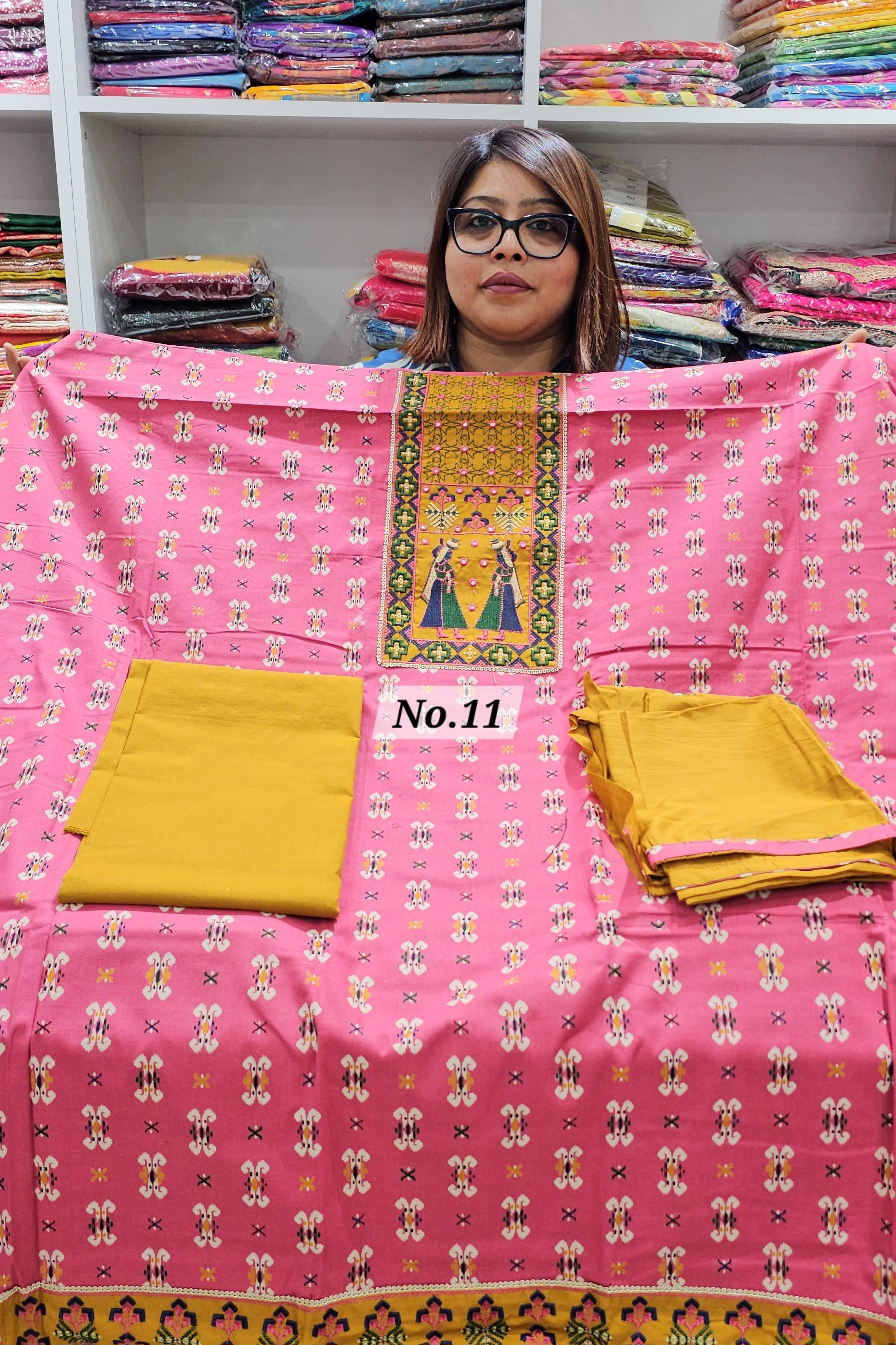 DESIGNER JAM COTTON SILK DRESS MATERIAL (NO. 11)