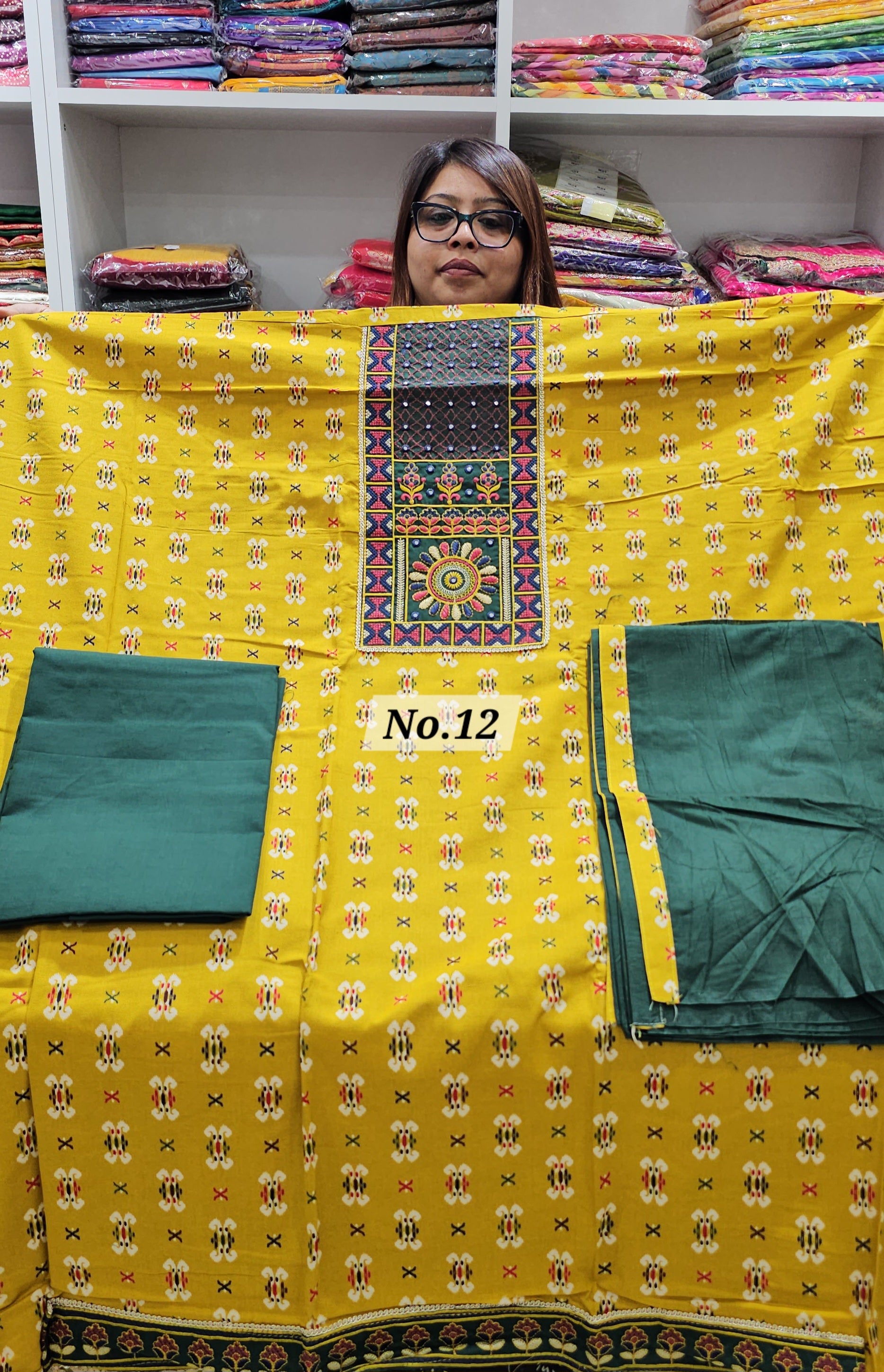 DESIGNER JAM COTTON SILK DRESS MATERIAL (NO. 12)