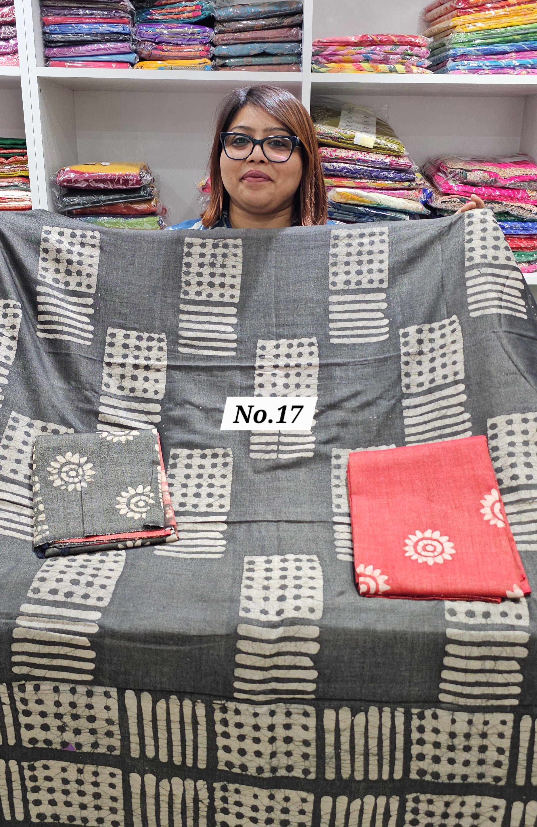 DESIGNER JAM COTTON SILK DRESS MATERIAL (NO. 17)