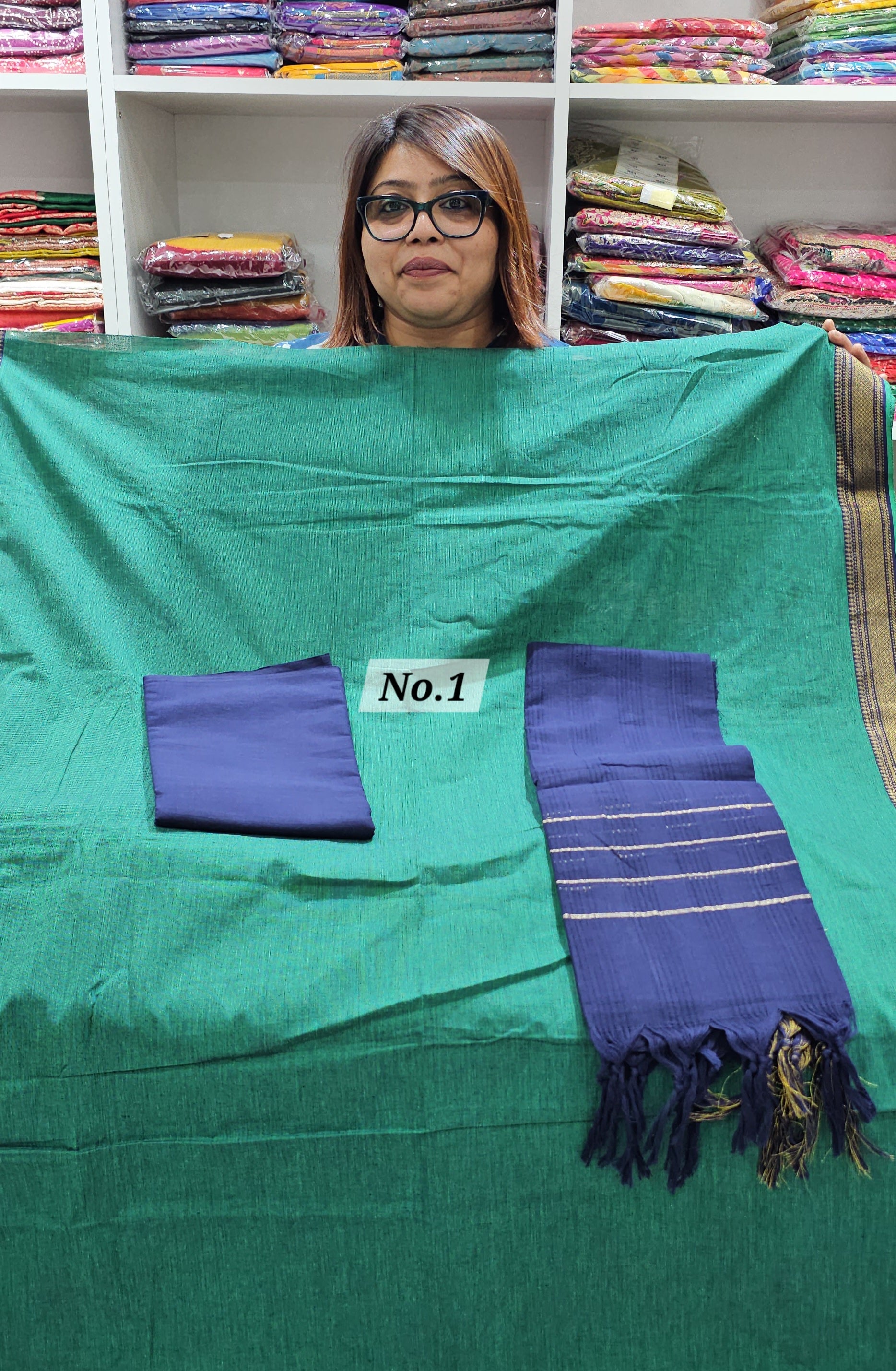 DESIGNER JAM COTTON SILK DRESS MATERIAL (NO. 1)