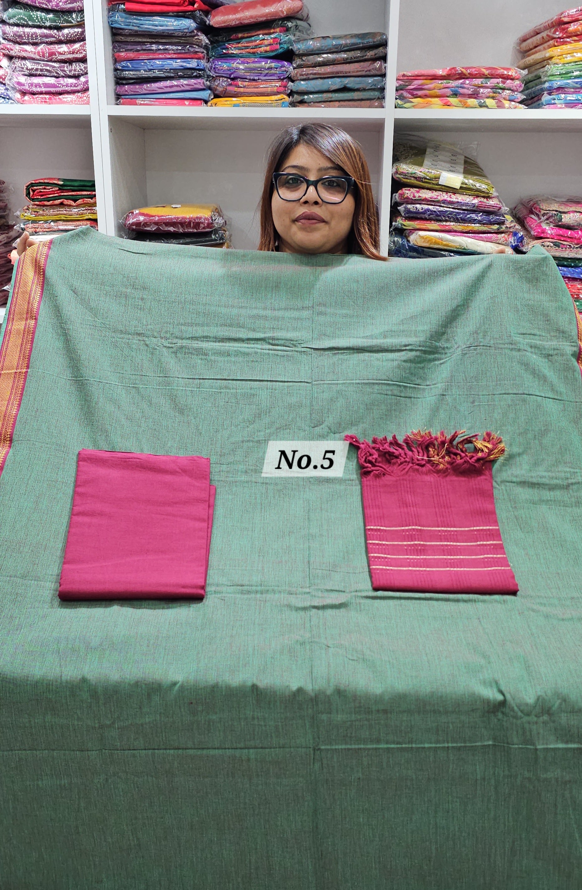 DESIGNER JAM COTTON SILK DRESS MATERIAL (NO. 5)