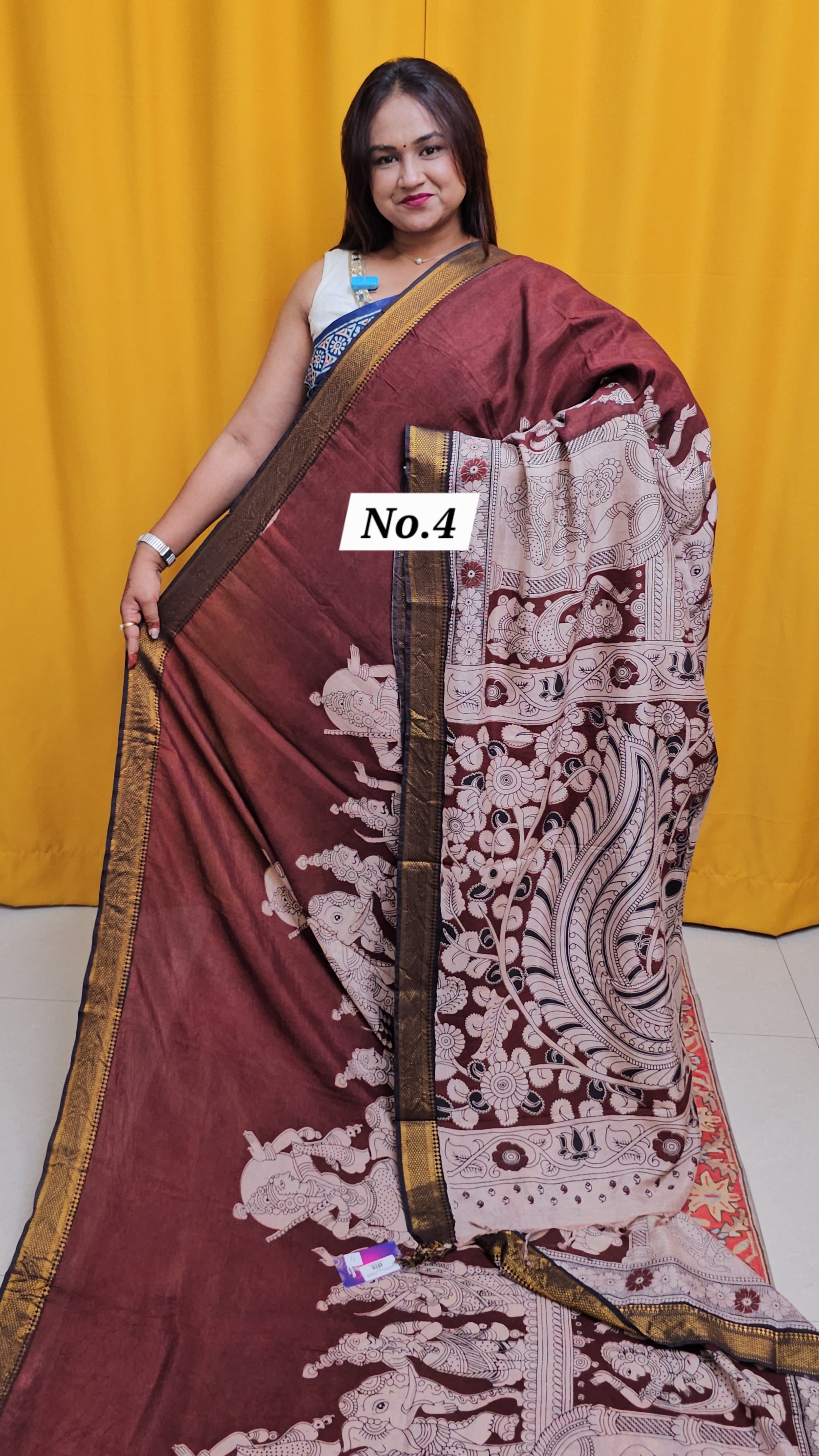 CHANDERI COTTON SILK KALAMKARI SAREE (NO. 4)