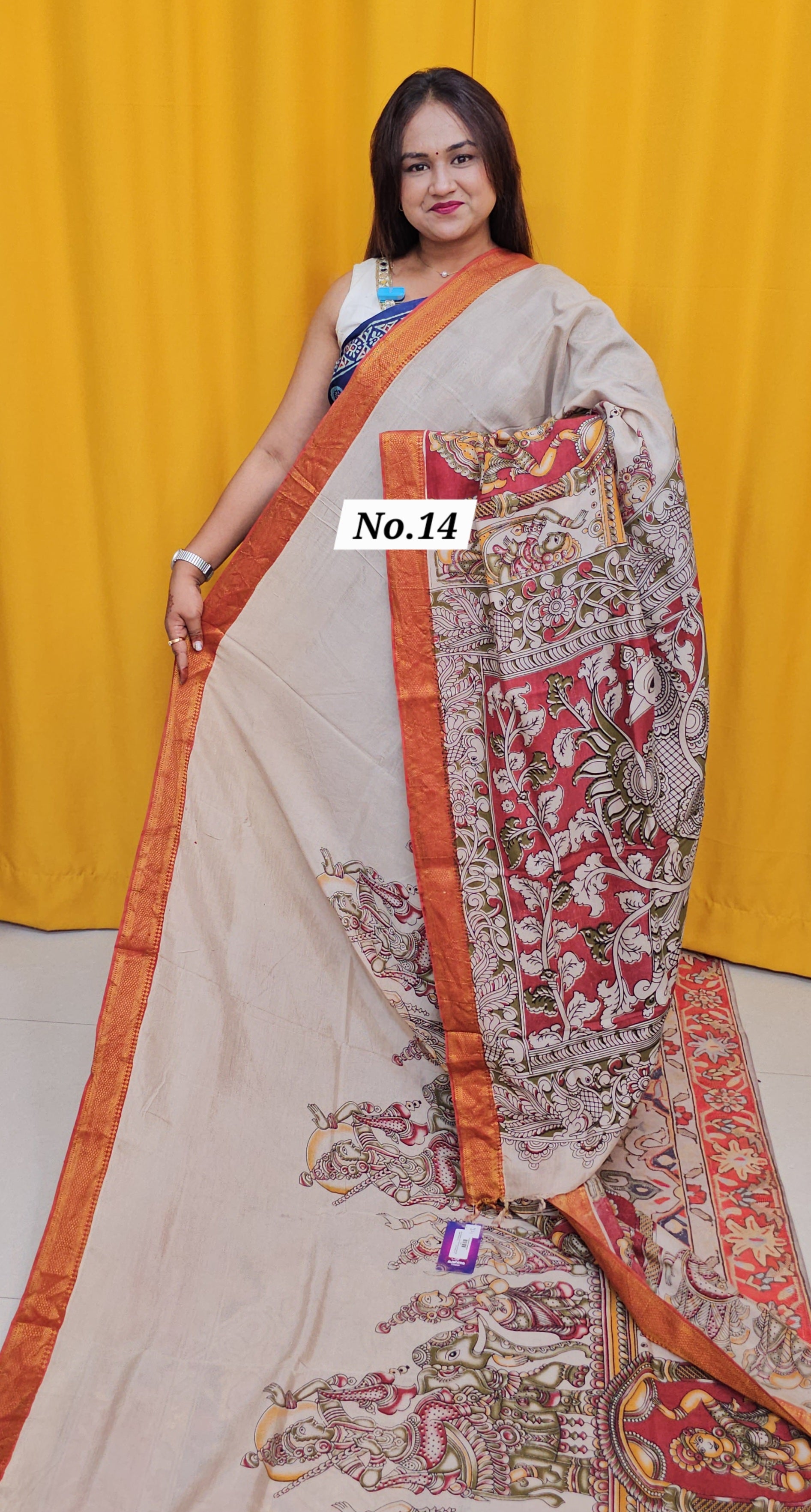 CHANDERI COTTON SILK KALAMKARI SAREE (NO. 14)