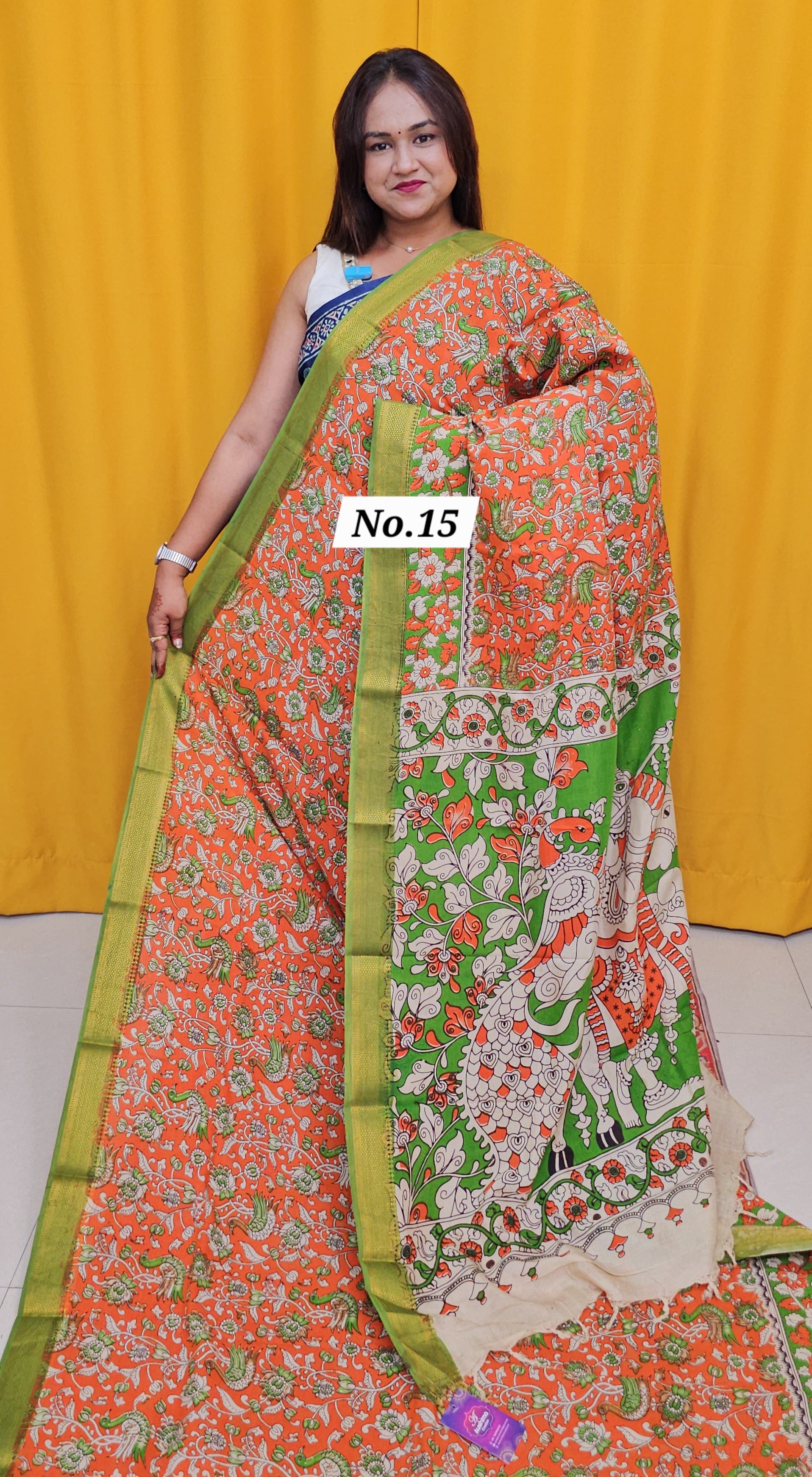 CHANDERI COTTON SILK KALAMKARI SAREE (NO. 15)