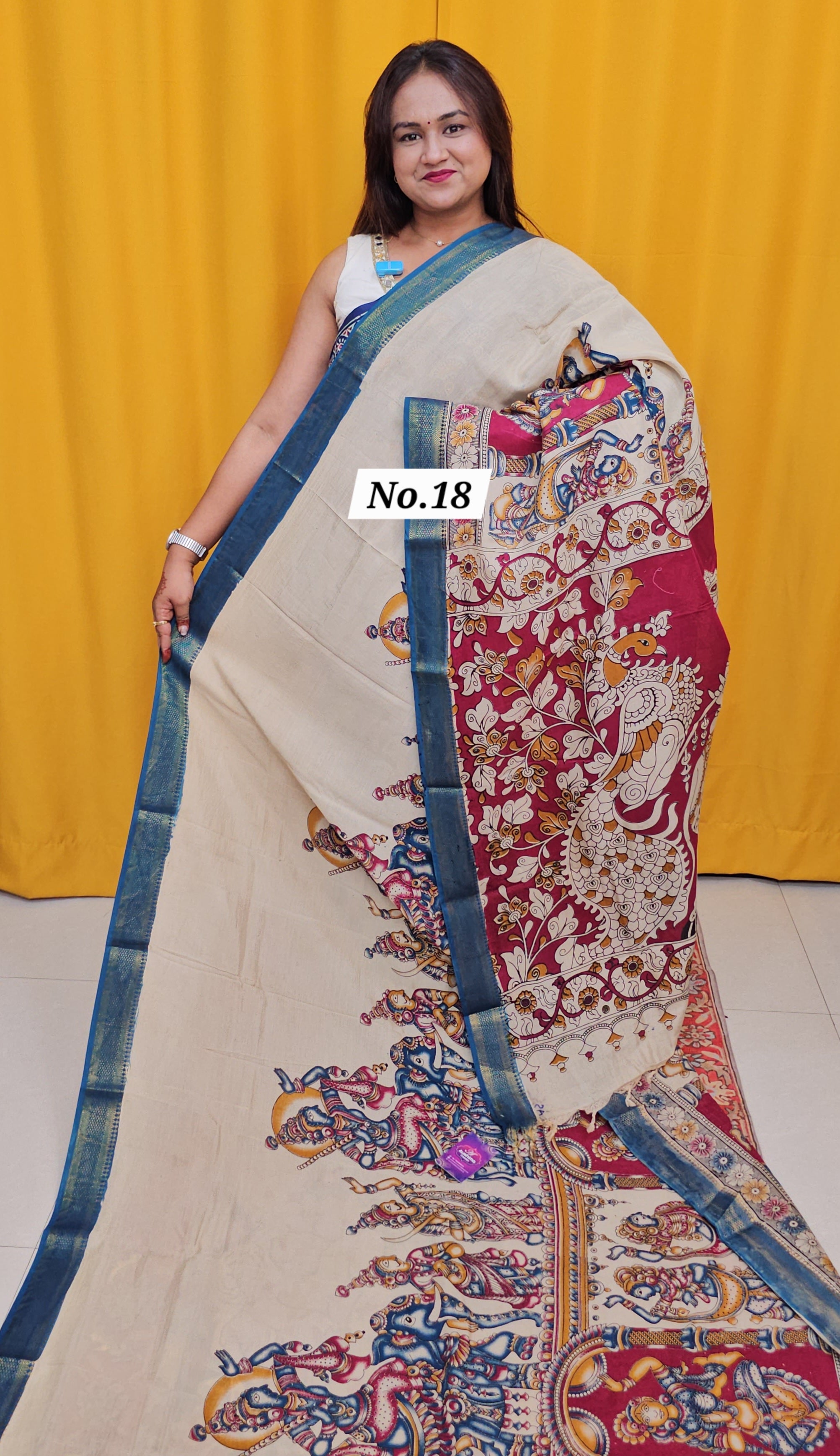 CHANDERI COTTON SILK KALAMKARI SAREE (NO. 18)