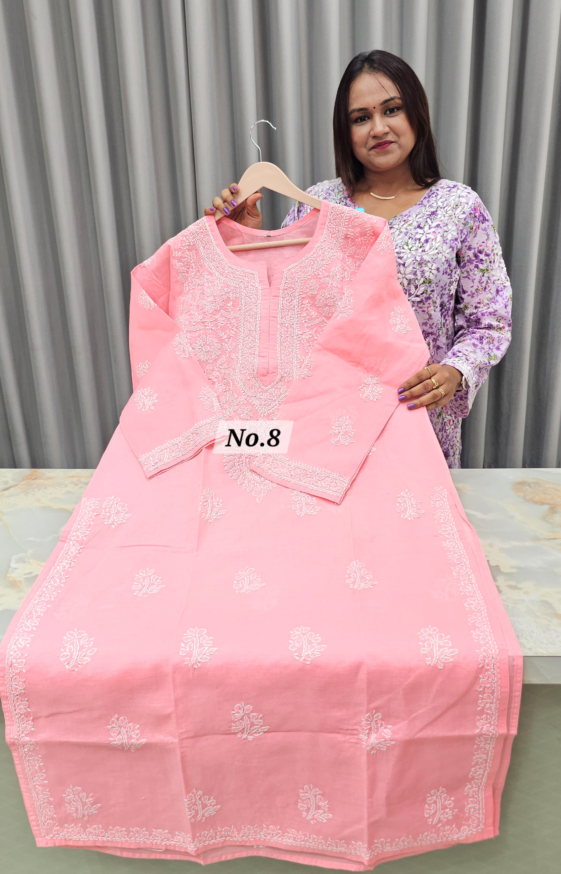 LUCKNOW CHIKANKARI READY MADE (NO .8)