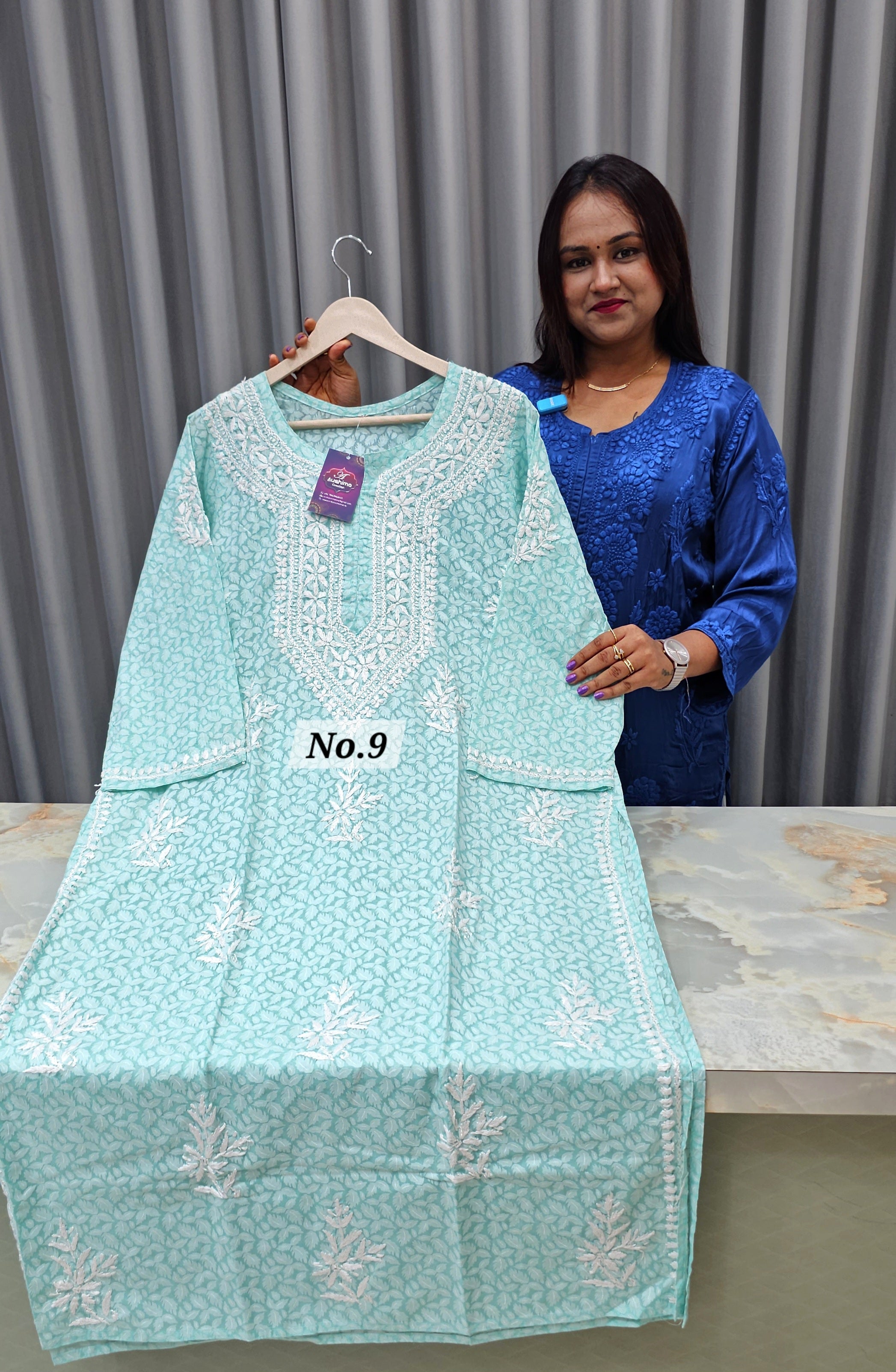 BRASSO LUCKNOW CHIKANKARI READY MADE KURTI {SIZE-46} (NO. 9)