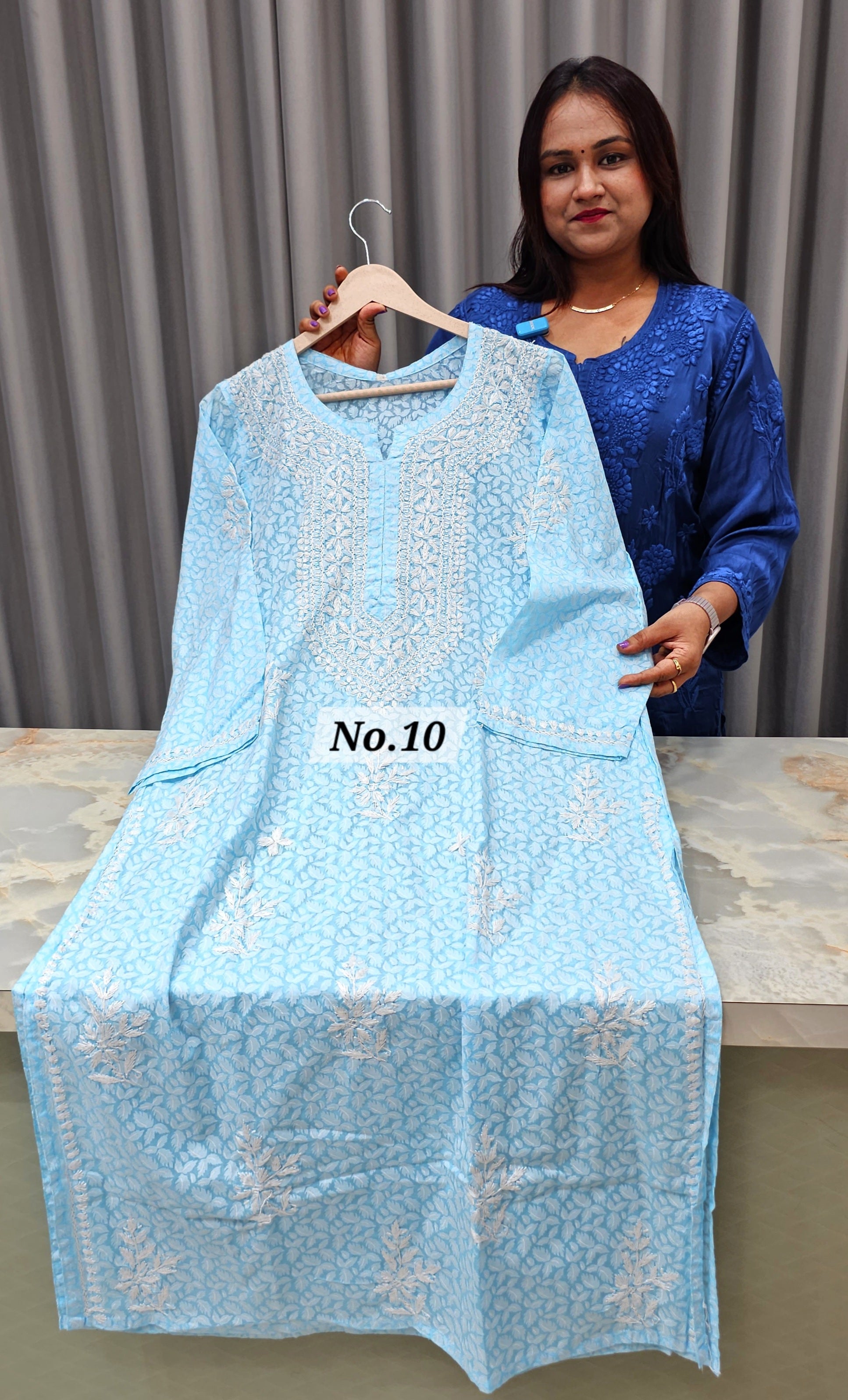BRASSO LUCKNOW CHIKANKARI READY MADE KURTI {SIZE-46}(NO. 10)