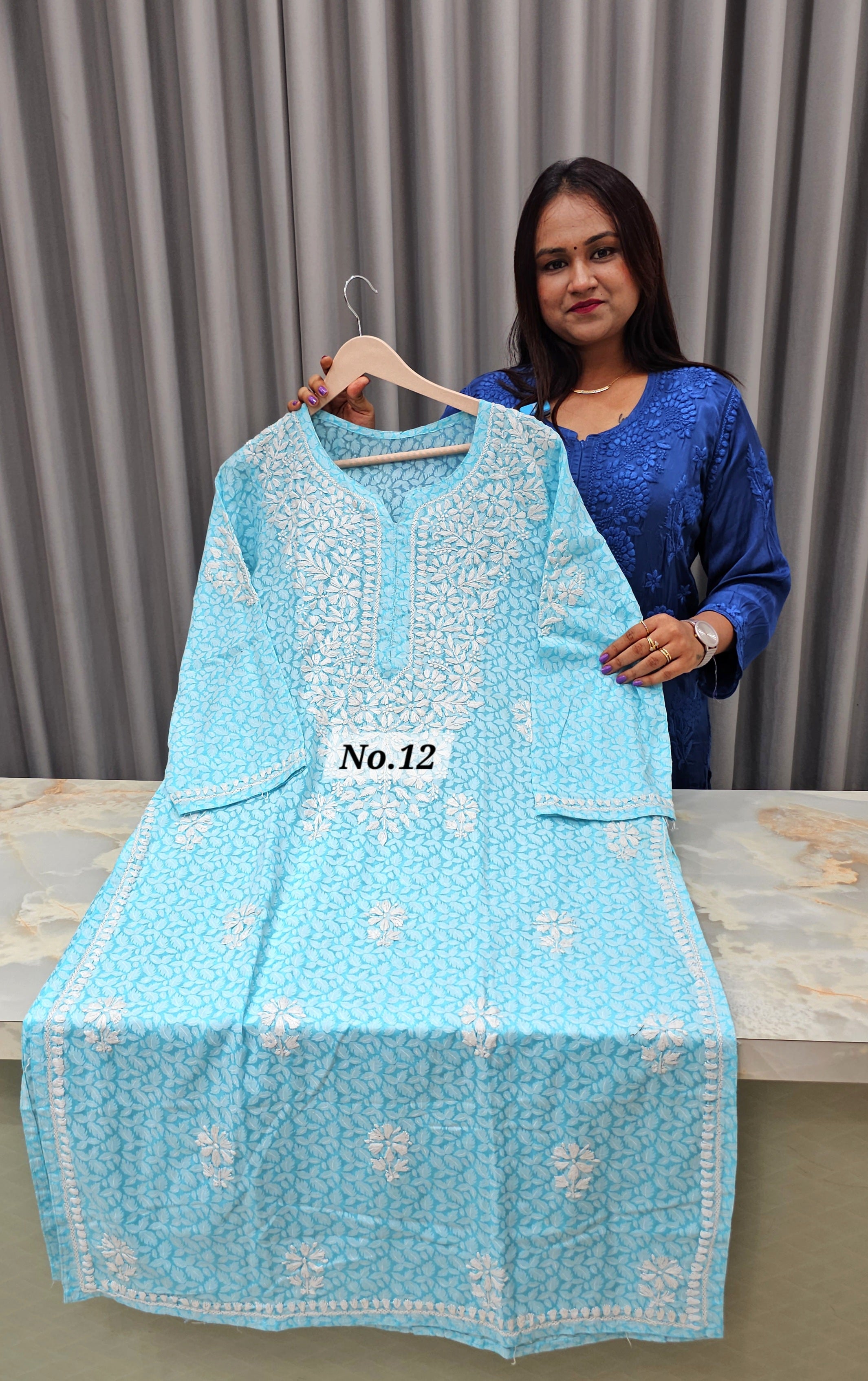 BRASSO LUCKNOW CHIKANKARI READY MADE KURTI {SIZE-46} (NO.12)