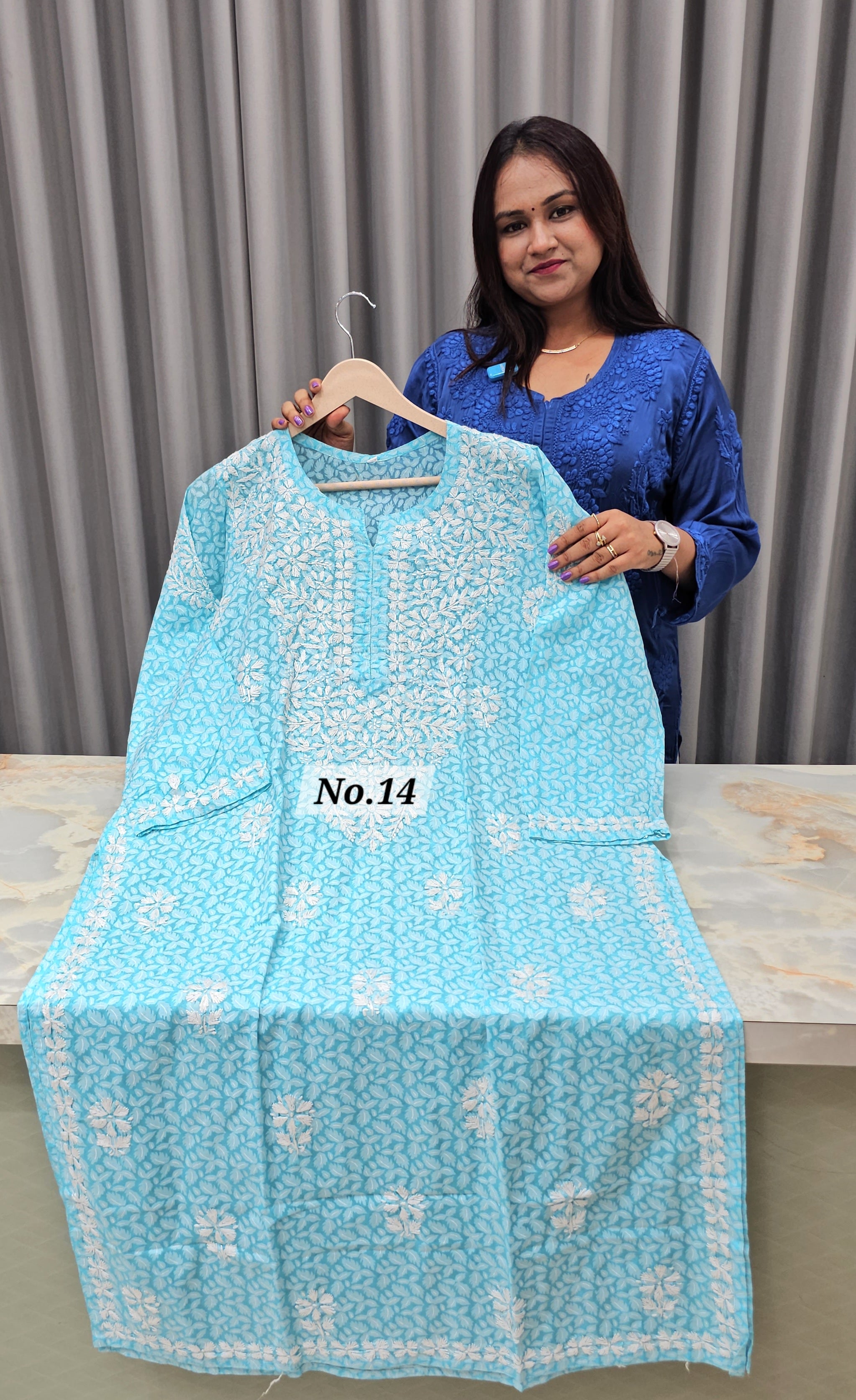 BRASSO LUCKNOW CHIKANKARI READY MADE KURTI {SIZE-44} (NO.14)