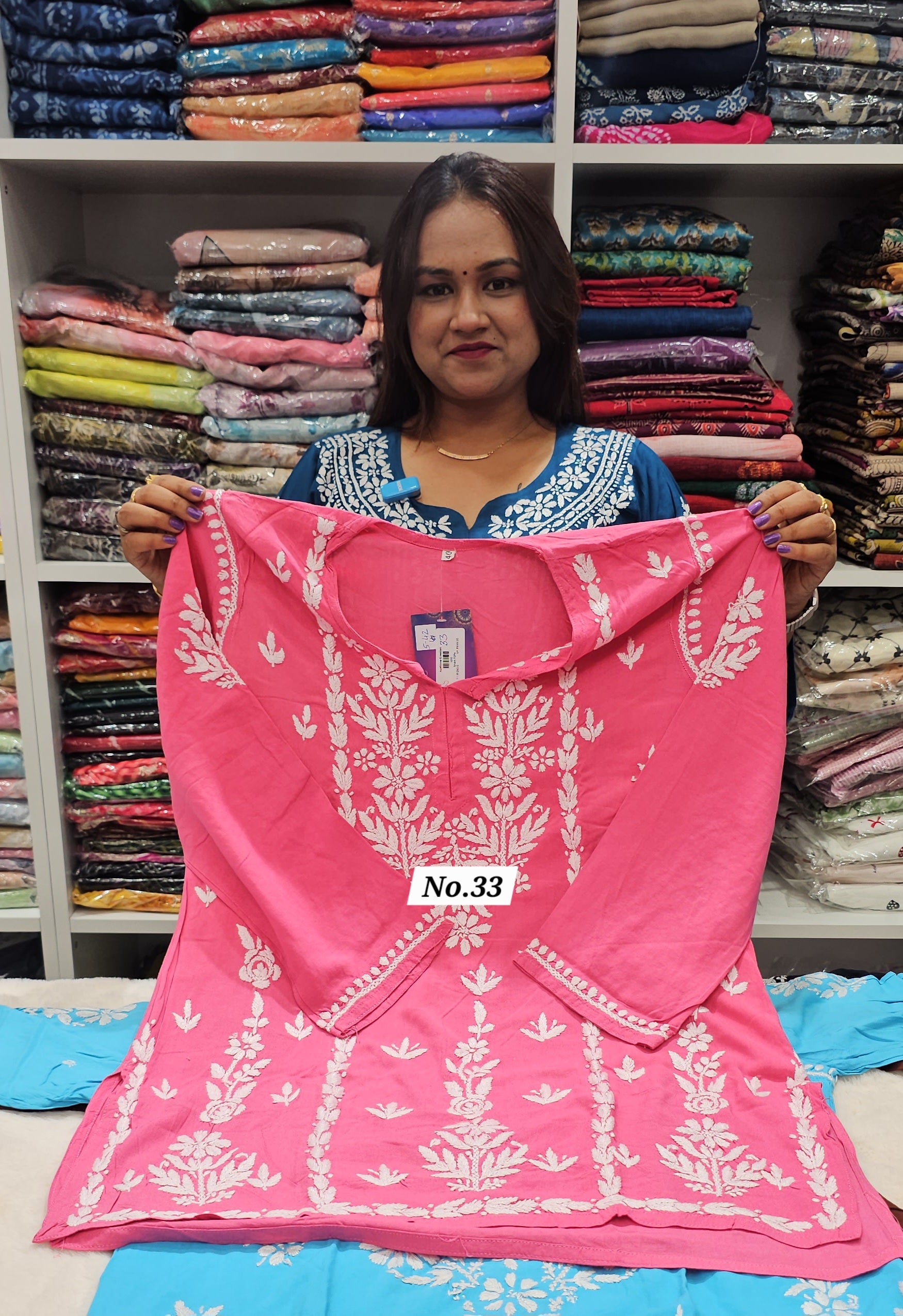LUCKNOW CHIKANKARI SHORT TOPS {SIZE-40} (NO.33)