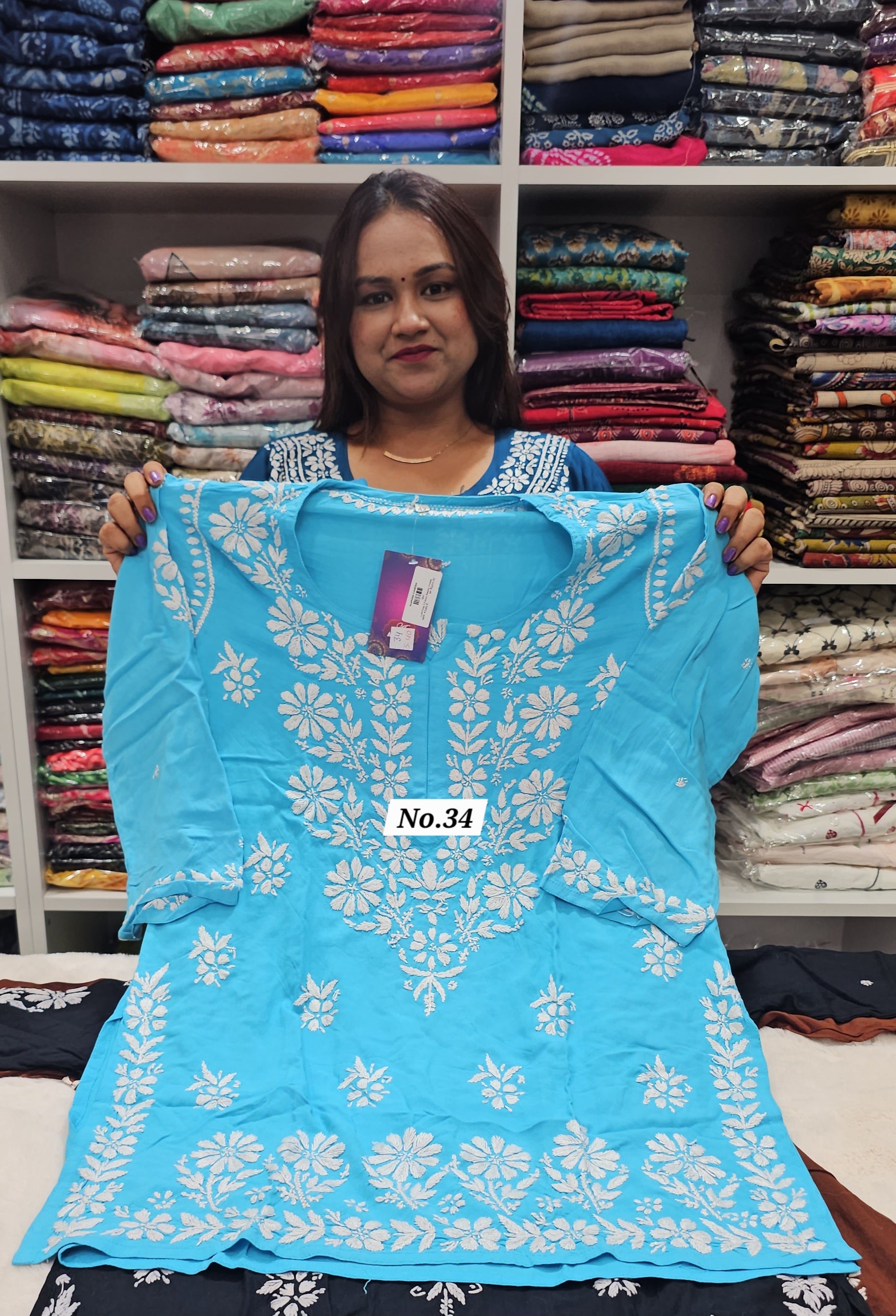 LUCKNOW CHIKANKARI SHORT TOPS {SIZE-40} (NO.34)