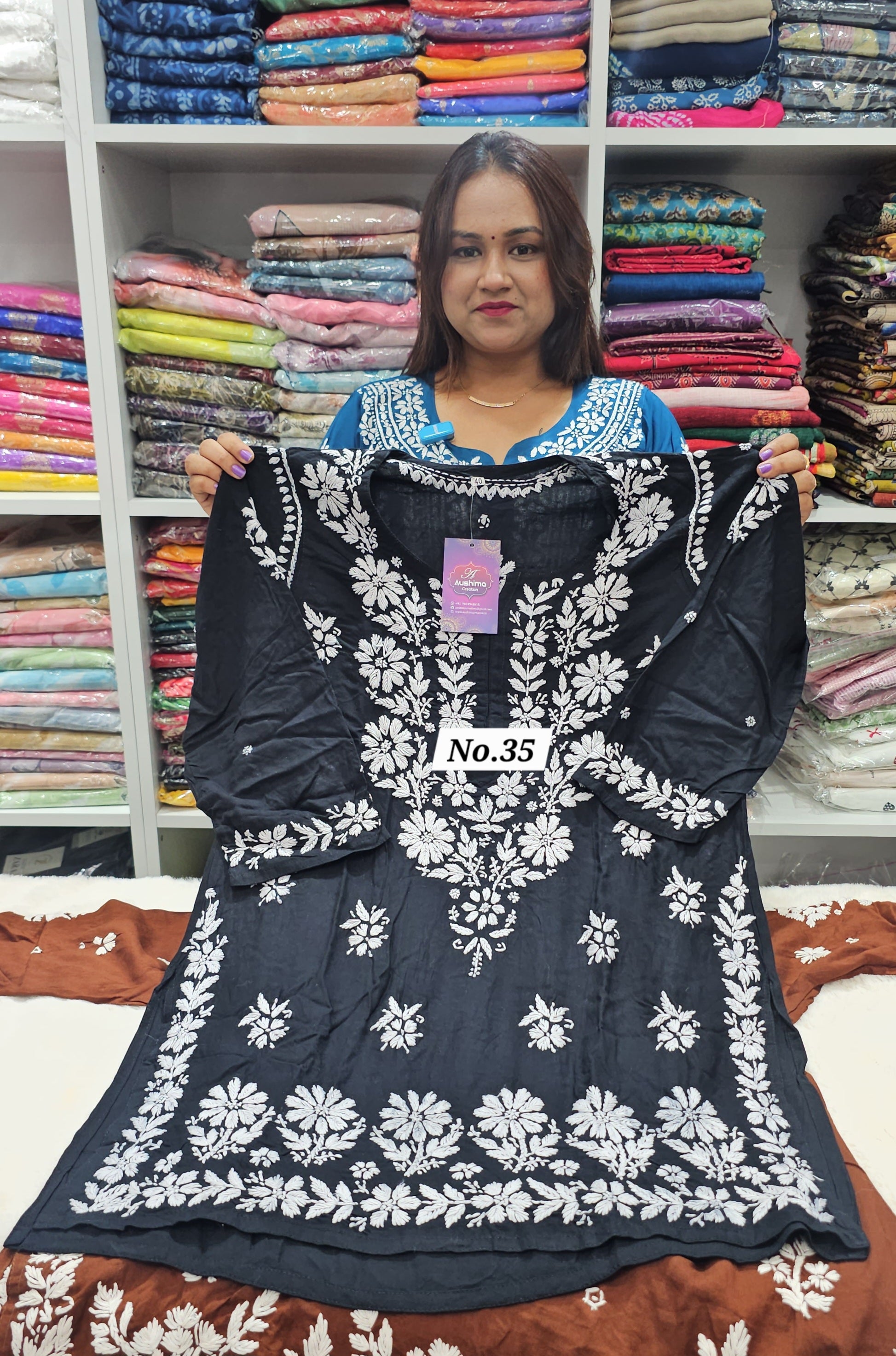 LUCKNOW CHIKANKARI SHORT TOPS {SIZE-40} (NO.35)