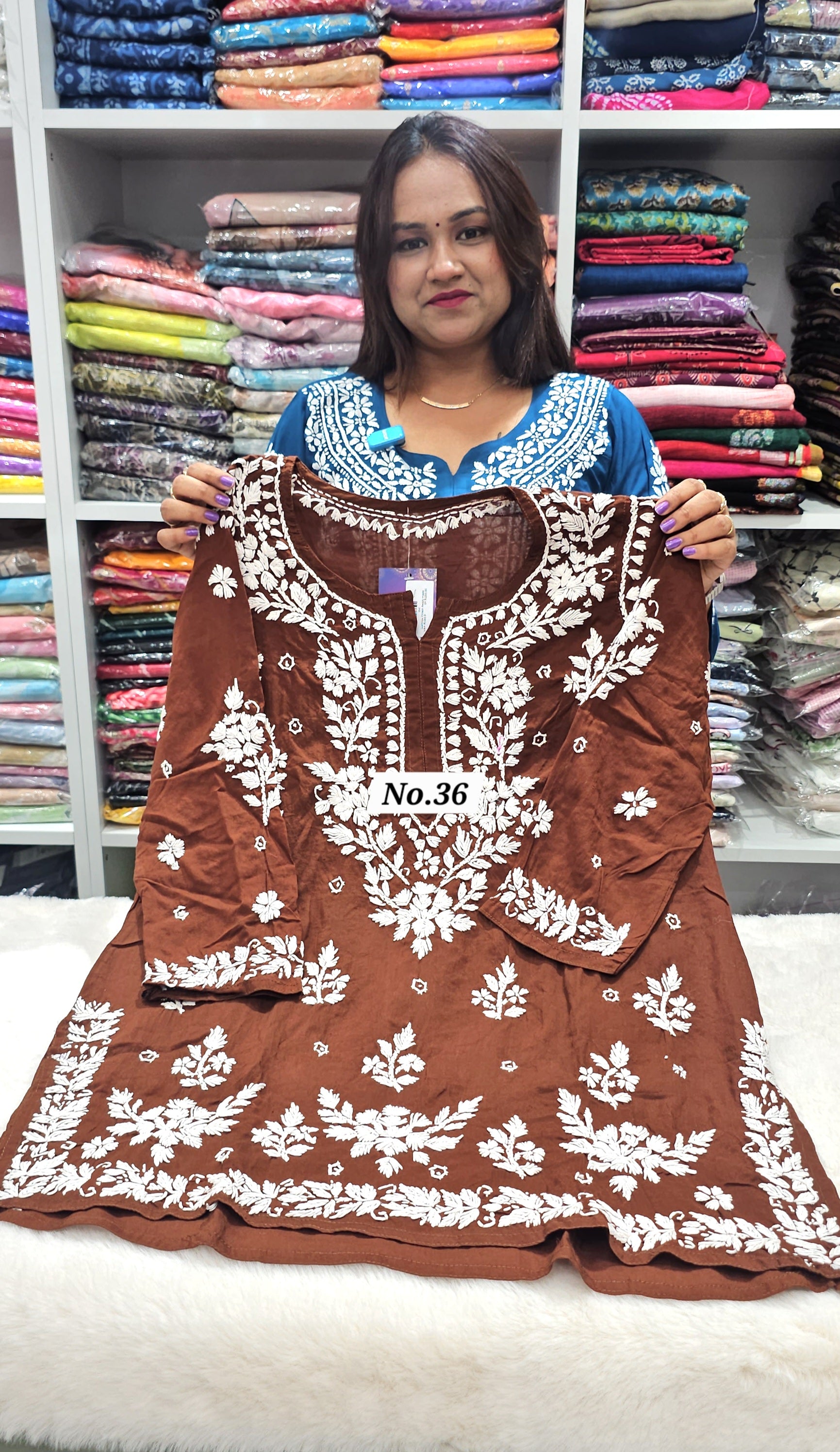 LUCKNOW CHIKANKARI SHORT TOPS {SIZE-40} (NO.36)