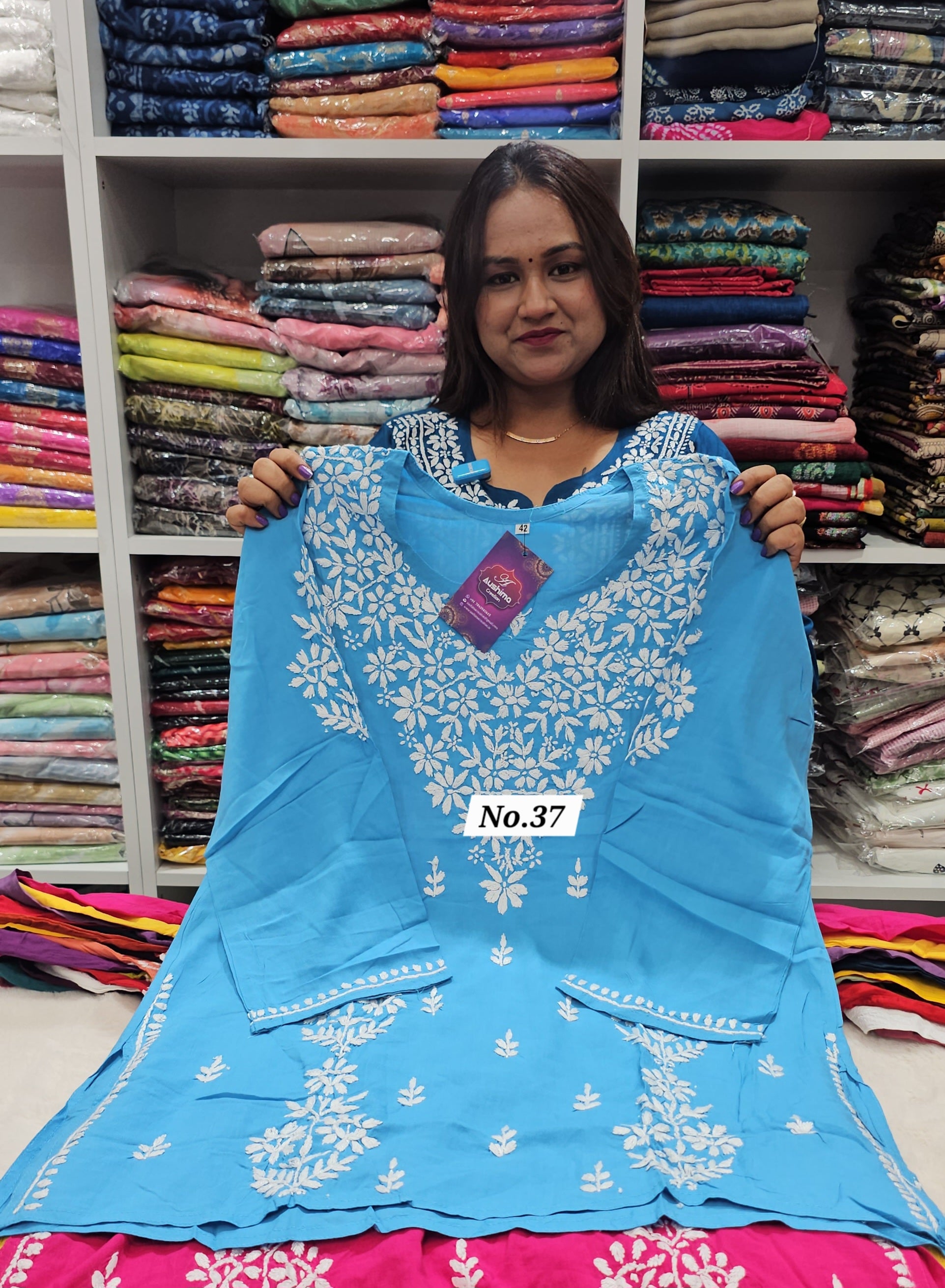 LUCKNOW CHIKANKARI SHORT TOPS {SIZE-42} (NO.37)