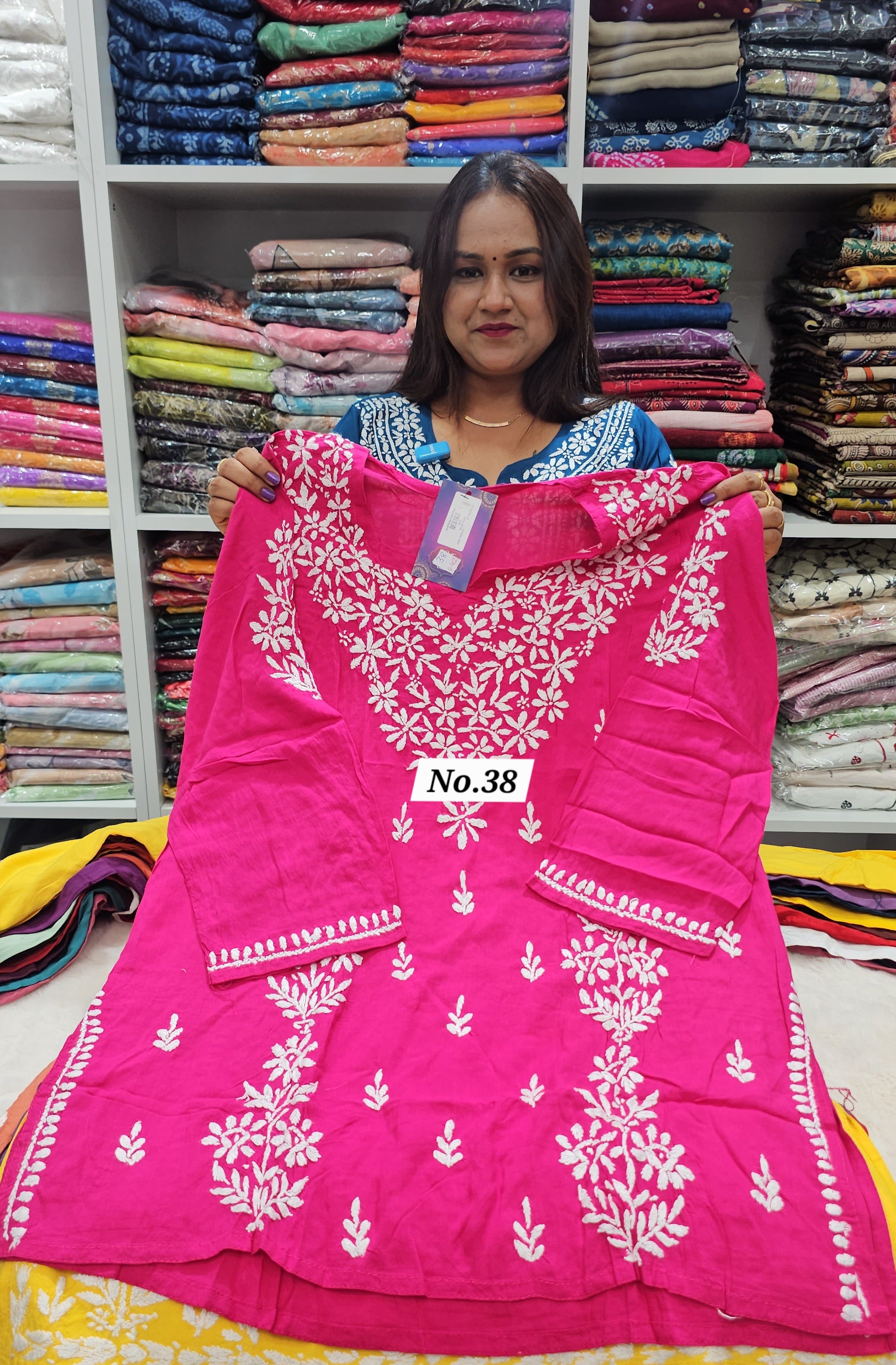 LUCKNOW CHIKANKARI SHORT TOPS {SIZE-42} (NO.38)