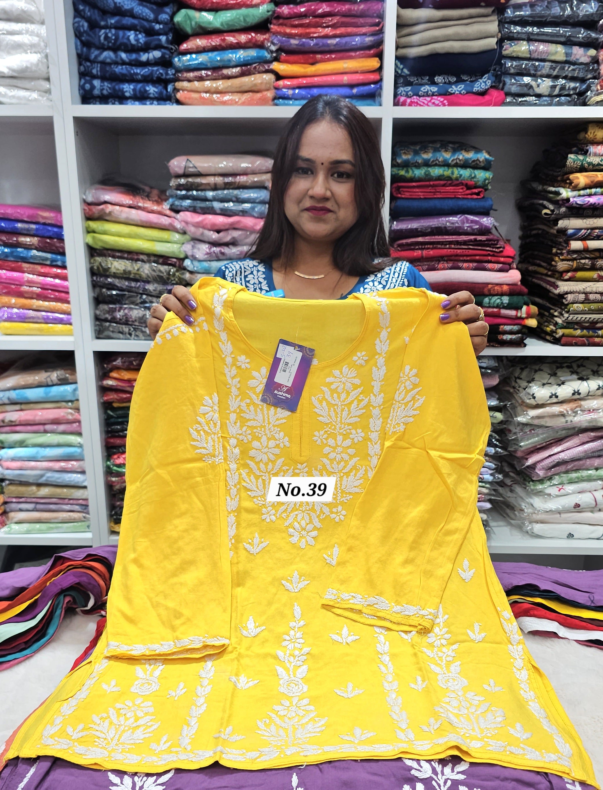 LUCKNOW CHIKANKARI SHORT TOPS {SIZE-42} (NO.39)