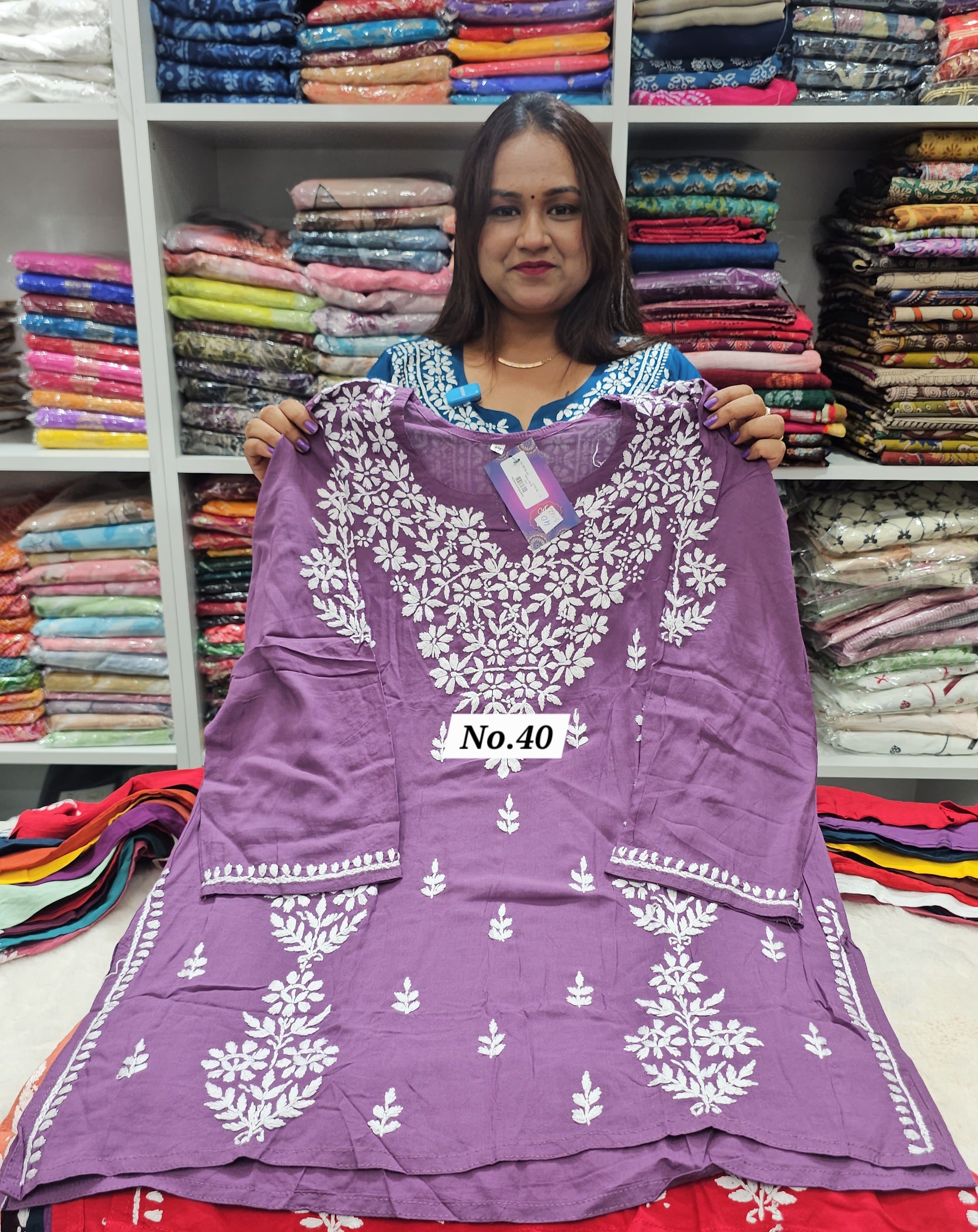 LUCKNOW CHIKANKARI SHORT TOPS {SIZE-42} (NO.40)