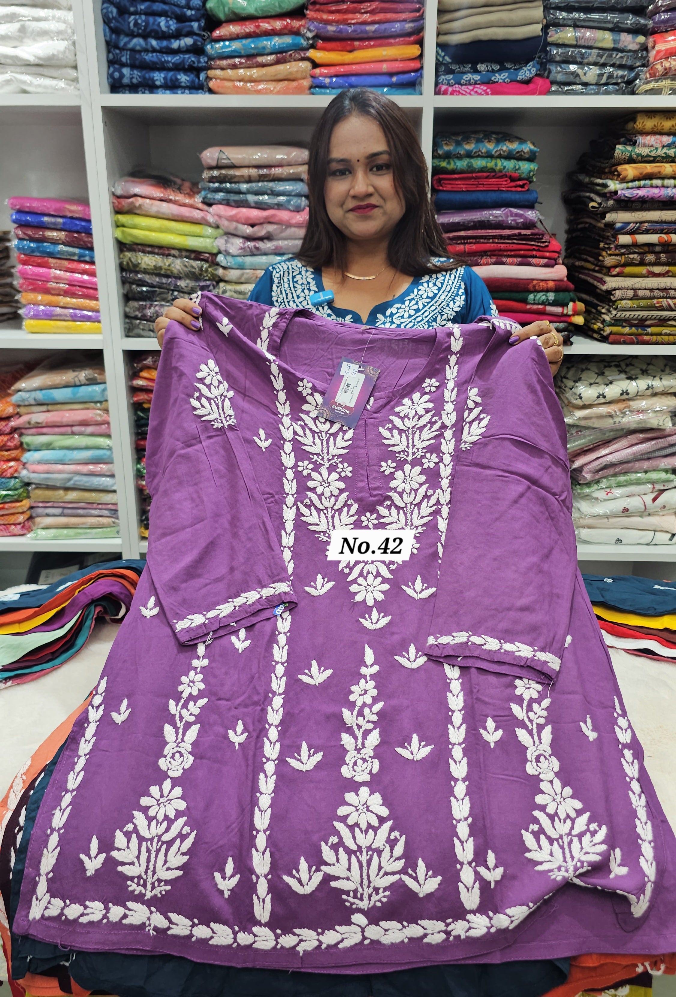 LUCKNOW CHIKANKARI SHORT TOPS {SIZE-42} (NO.42)