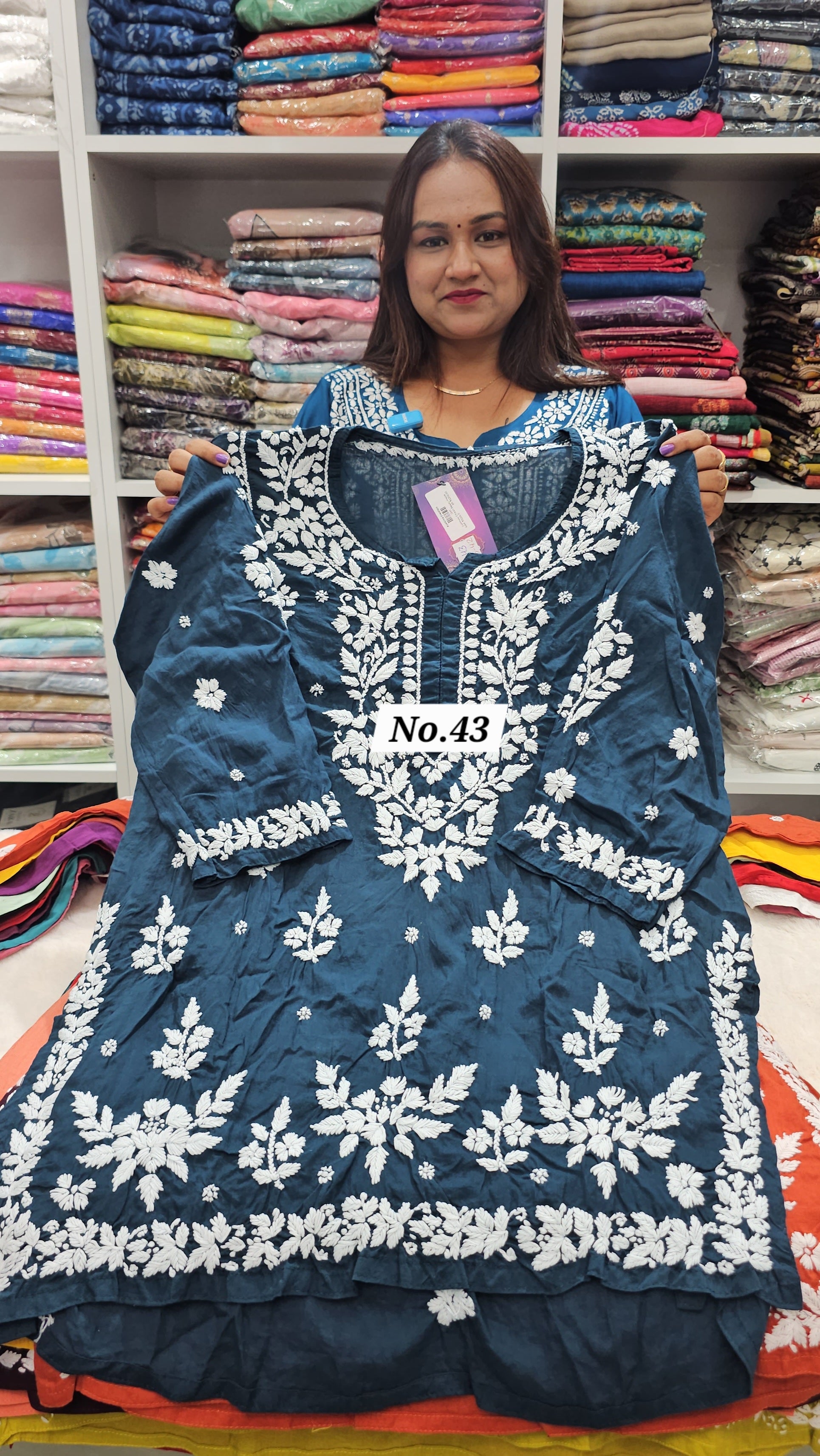 LUCKNOW CHIKANKARI SHORT TOPS {SIZE-42} (NO.43)