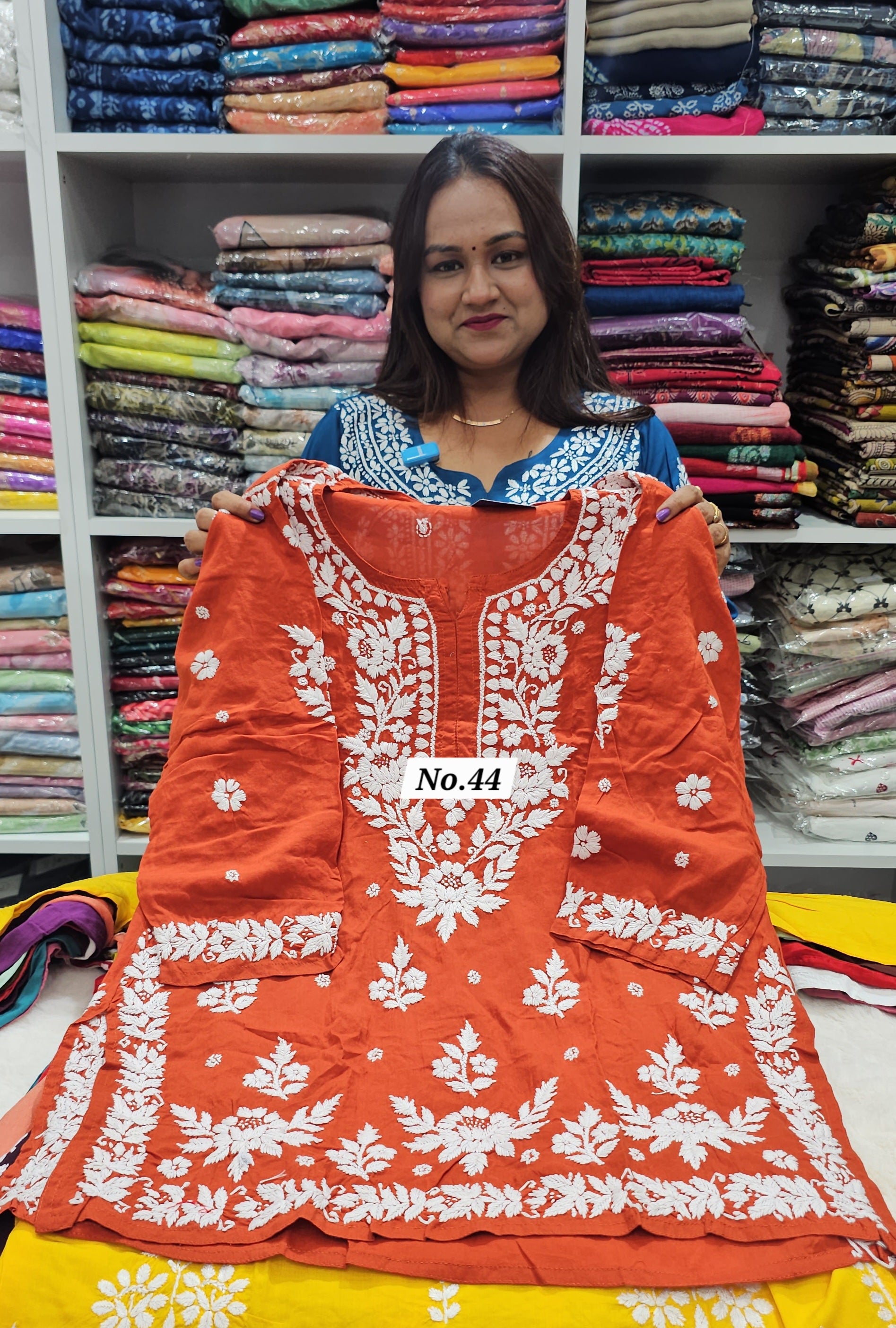 LUCKNOW CHIKANKARI SHORT TOPS {SIZE-42} (NO.44)