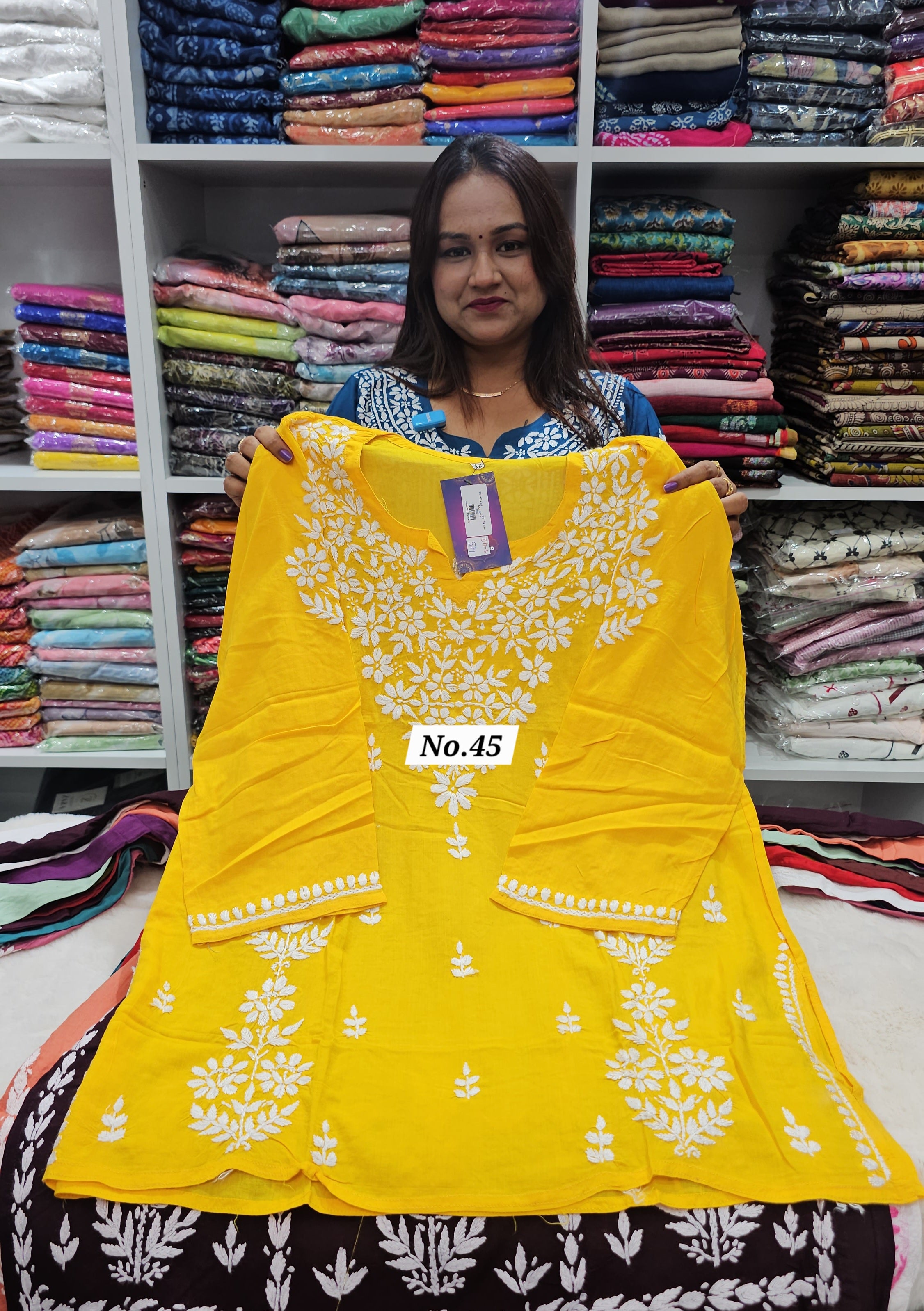 LUCKNOW CHIKANKARI SHORT TOPS {SIZE-42} (NO.45)