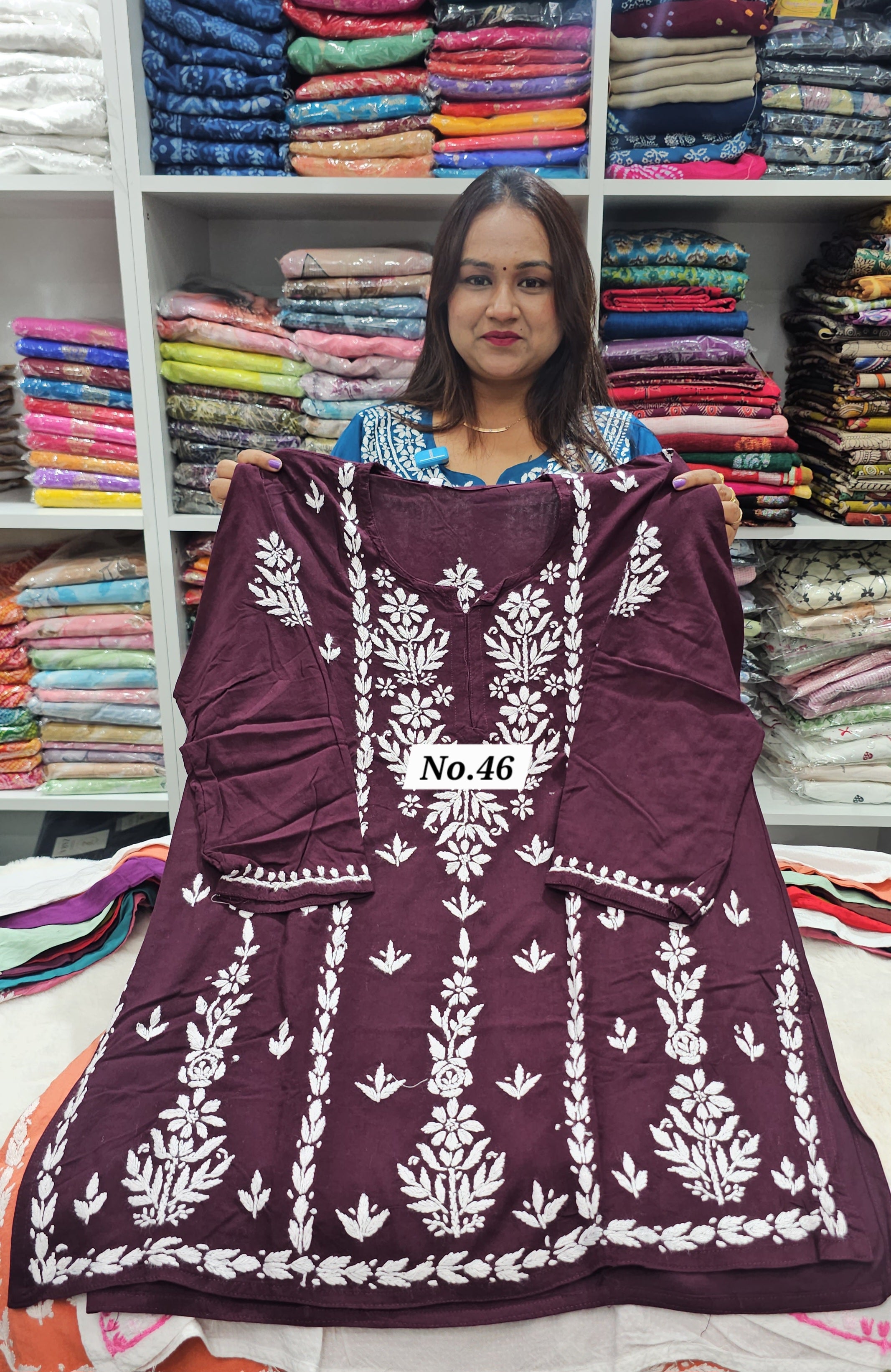LUCKNOW CHIKANKARI SHORT TOPS {SIZE-42} (NO.46)