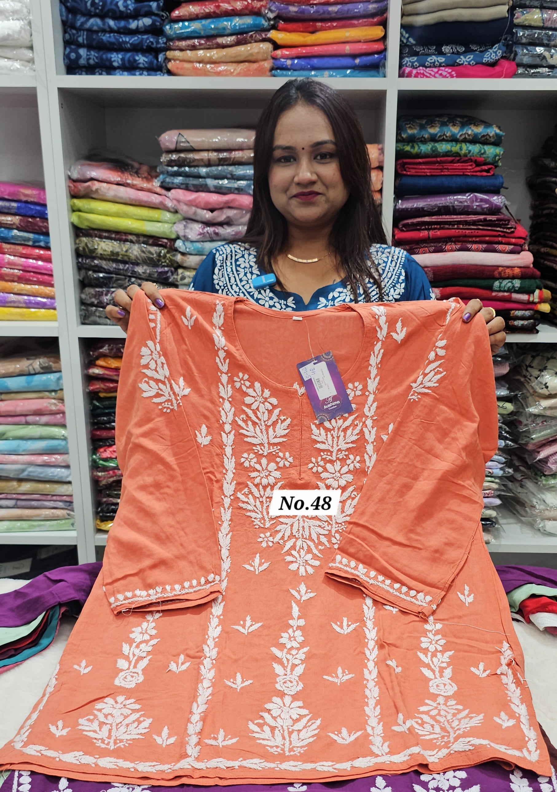 LUCKNOW CHIKANKARI SHORT TOPS {SIZE-42} (NO.48)