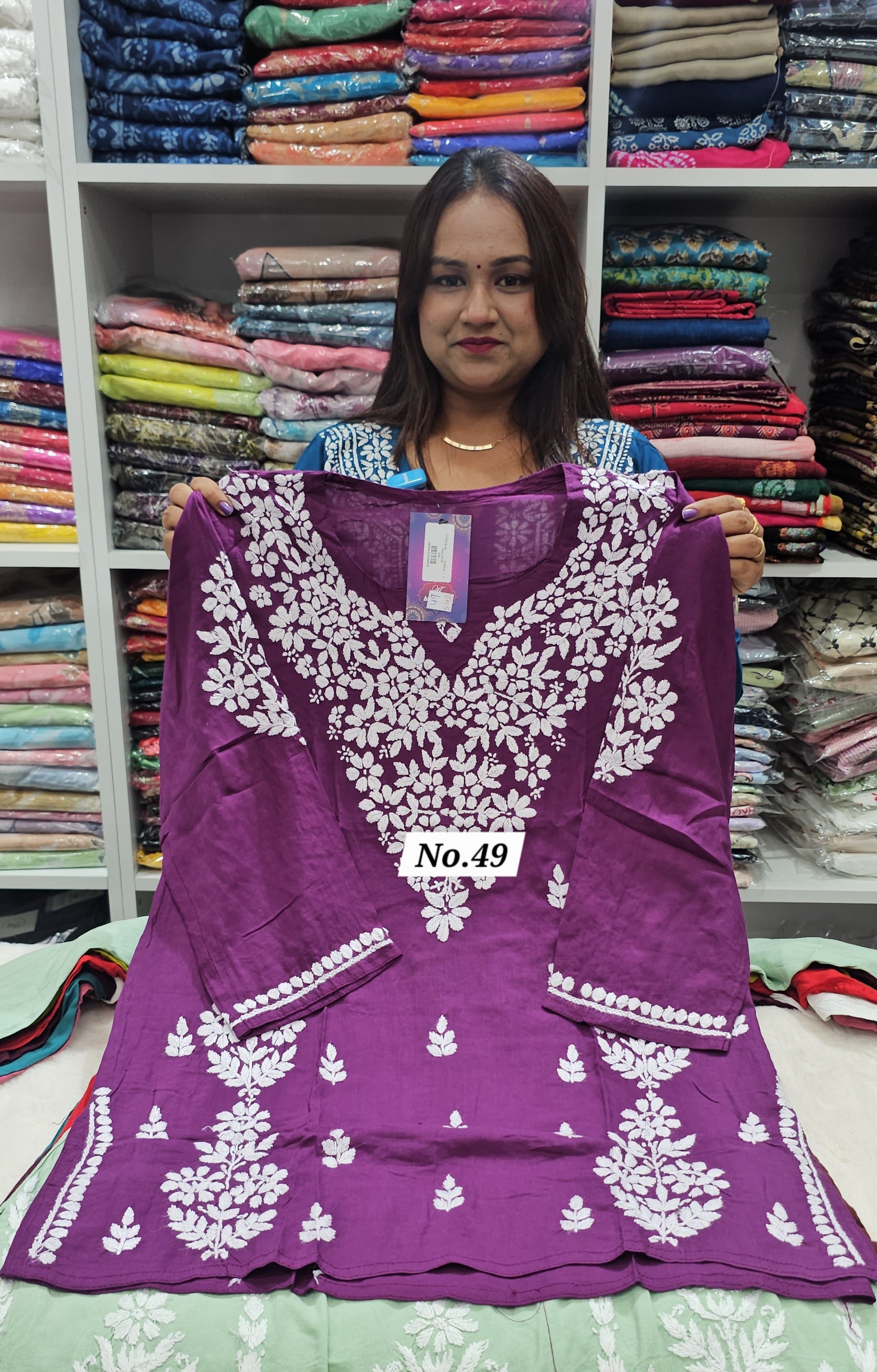 LUCKNOW CHIKANKARI SHORT TOPS {SIZE-42} (NO.49)