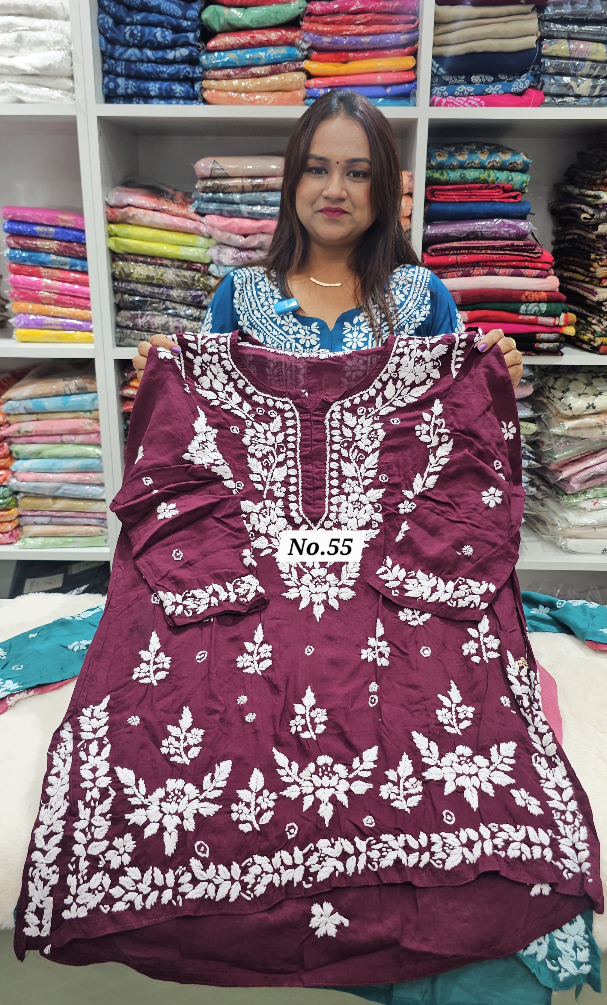 LUCKNOW CHIKANKARI SHORT TOPS {SIZE-42} (NO.55)