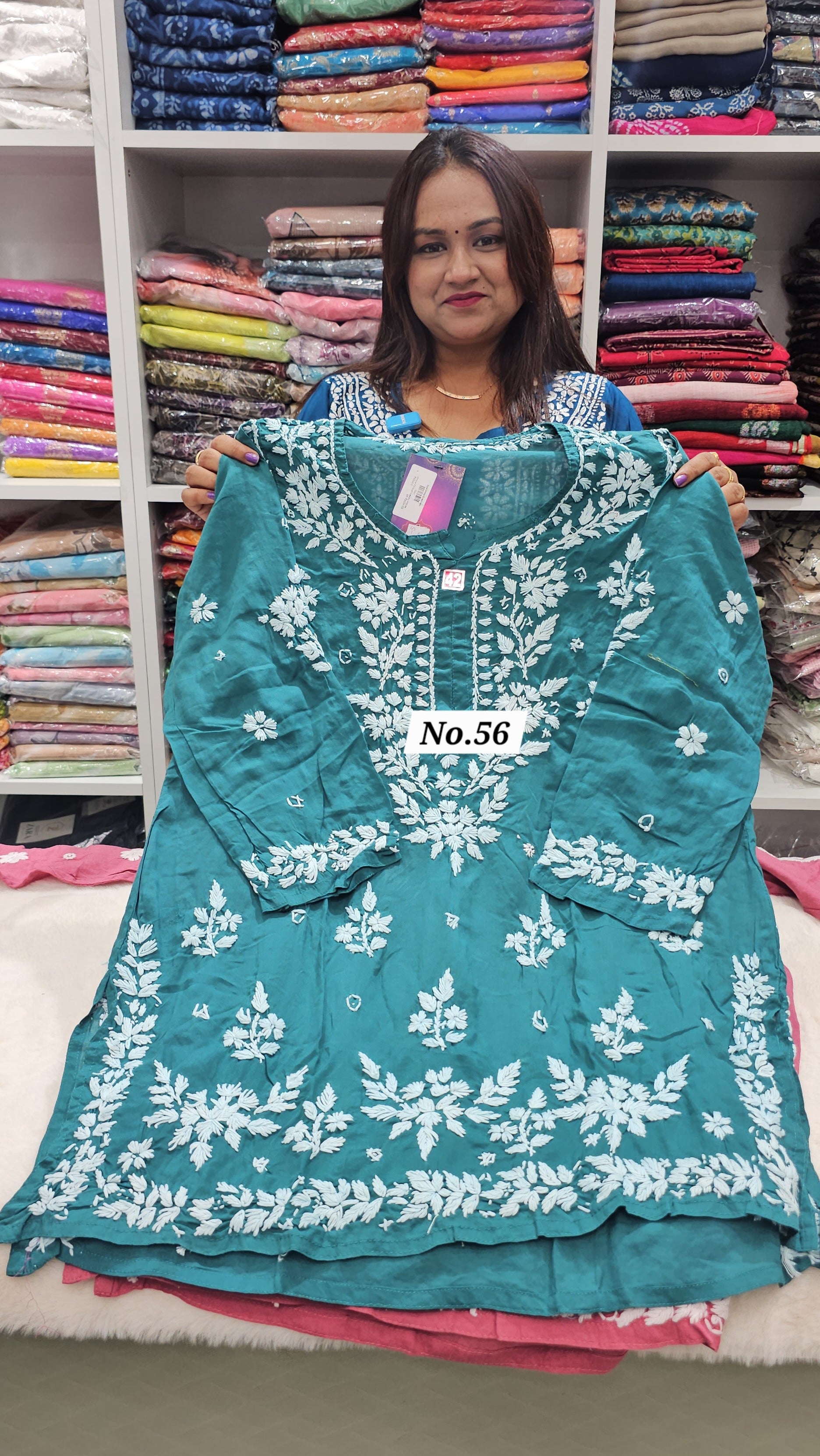 LUCKNOW CHIKANKARI SHORT TOPS {SIZE-42} (NO.56)