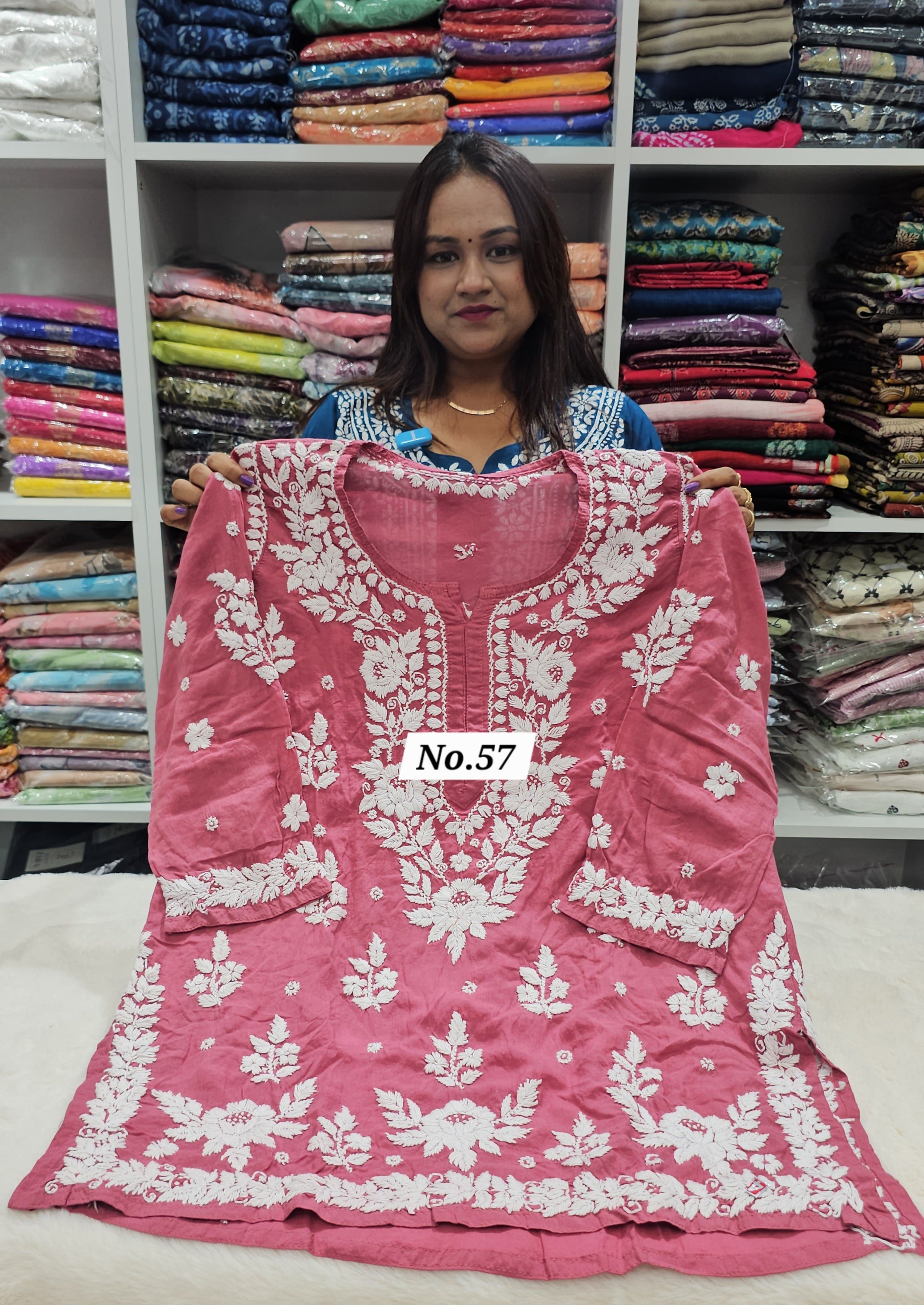 LUCKNOW CHIKANKARI SHORT TOPS {SIZE-42} (NO.57)