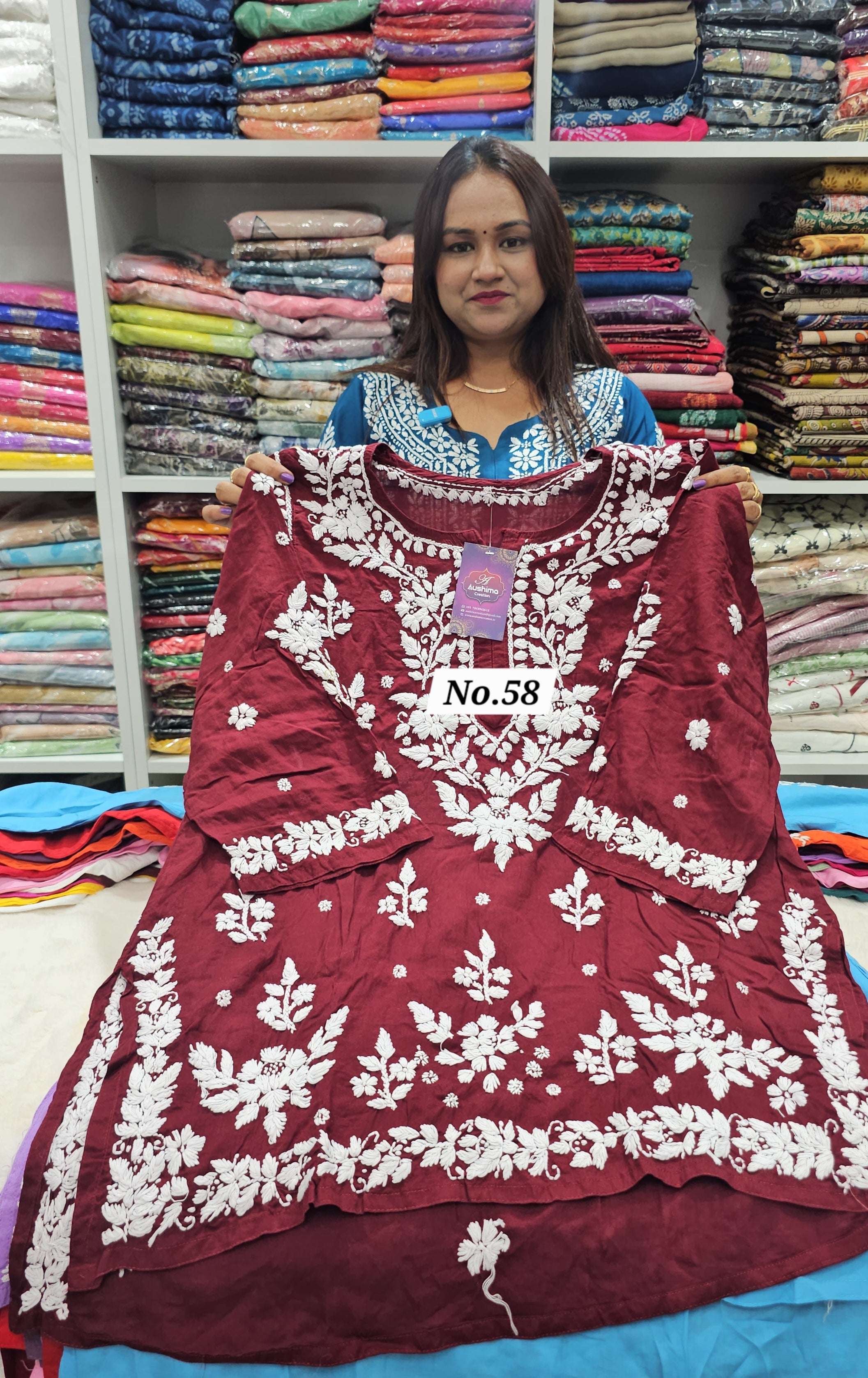 LUCKNOW CHIKANKARI SHORT TOPS {SIZE-44} (NO.58)