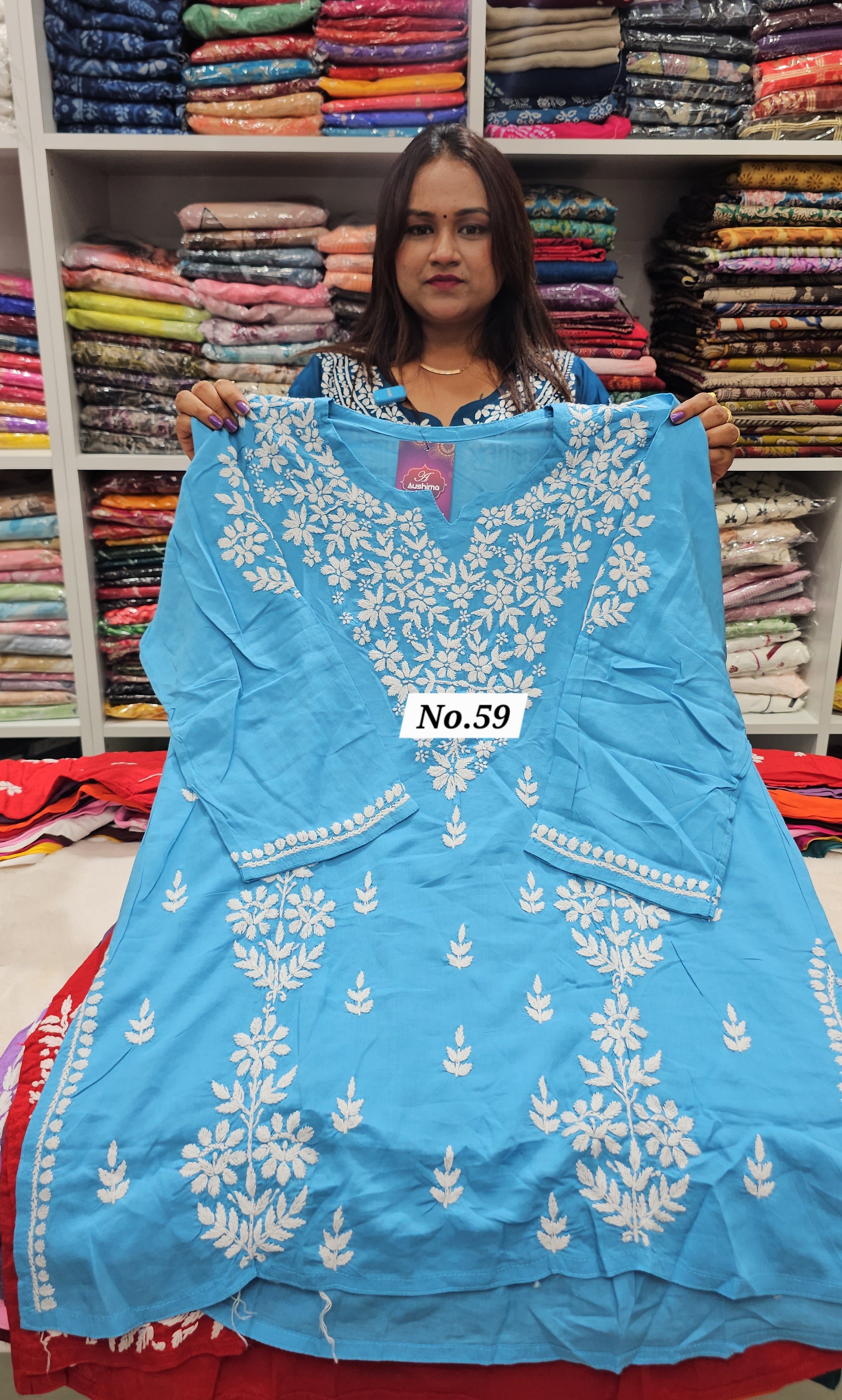 LUCKNOW CHIKANKARI SHORT TOPS {SIZE-44} (NO.59)