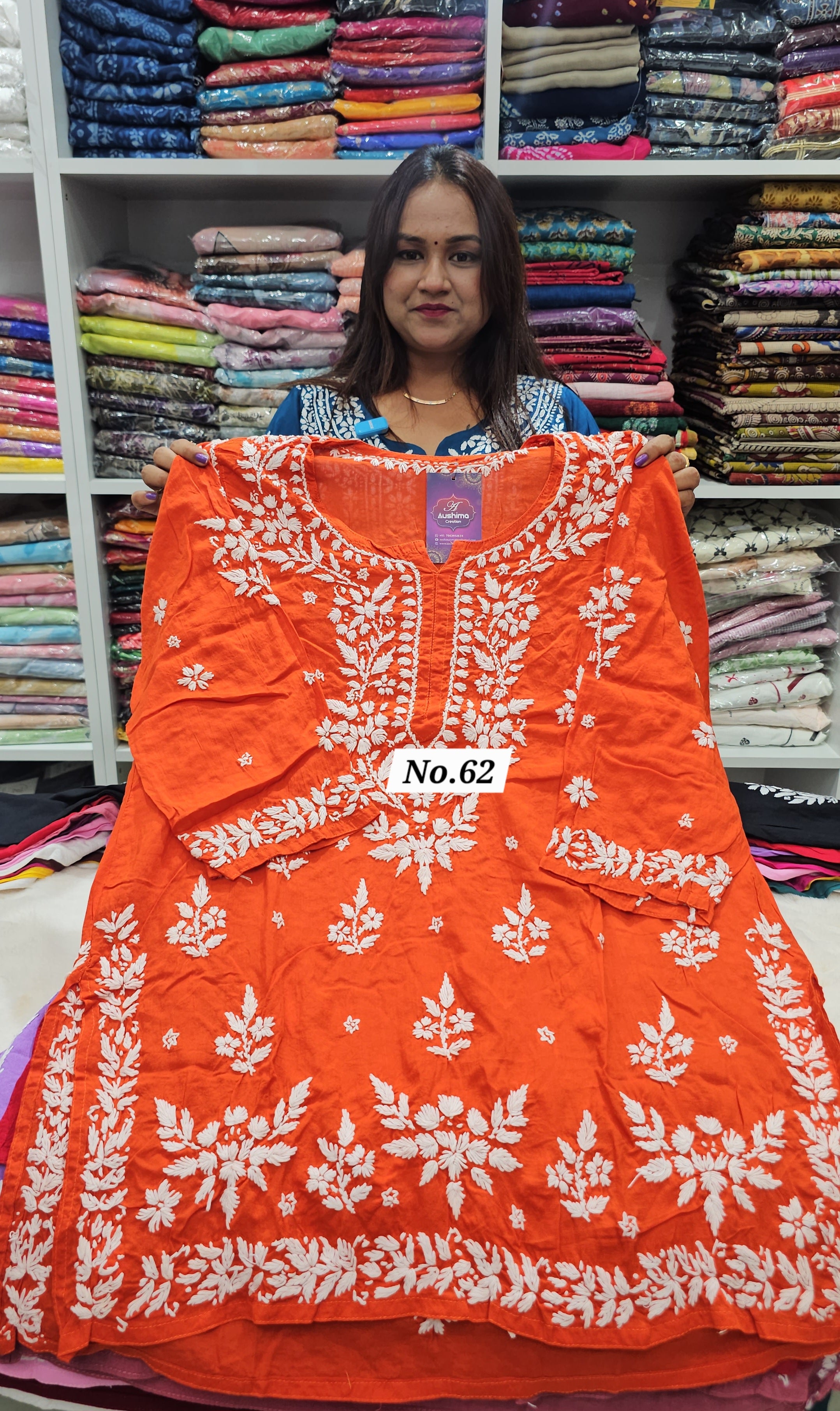 LUCKNOW CHIKANKARI SHORT TOPS {SIZE-44} (NO.62)