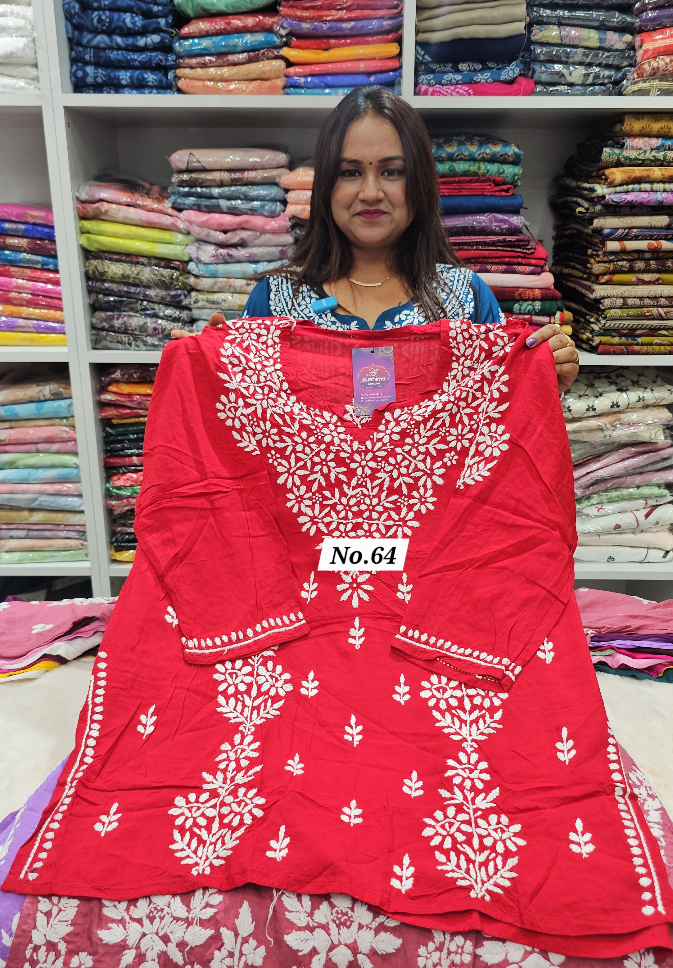 LUCKNOW CHIKANKARI SHORT TOPS {SIZE-44} (NO.64)