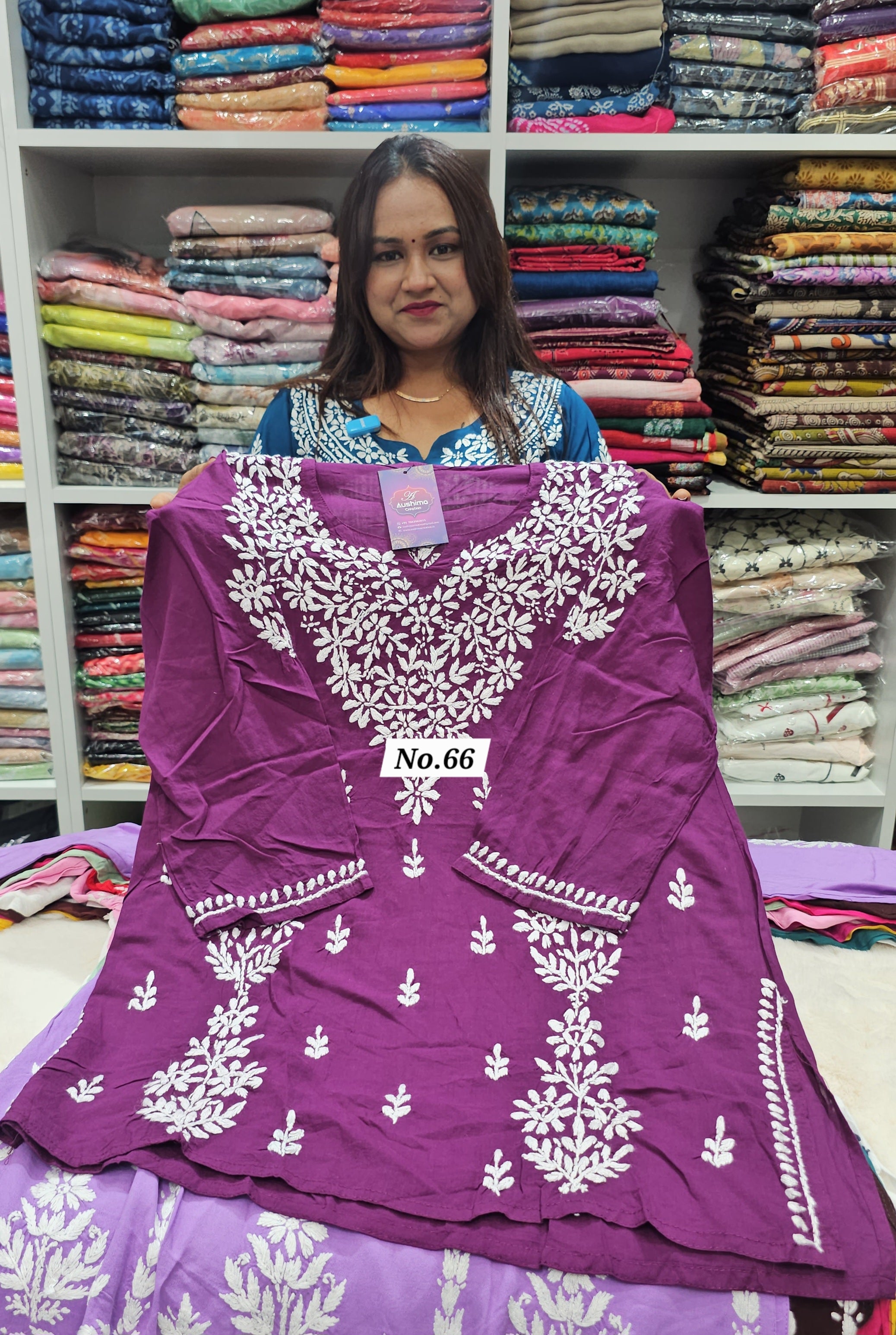 LUCKNOW CHIKANKARI SHORT TOPS {SIZE-44} (NO.66)