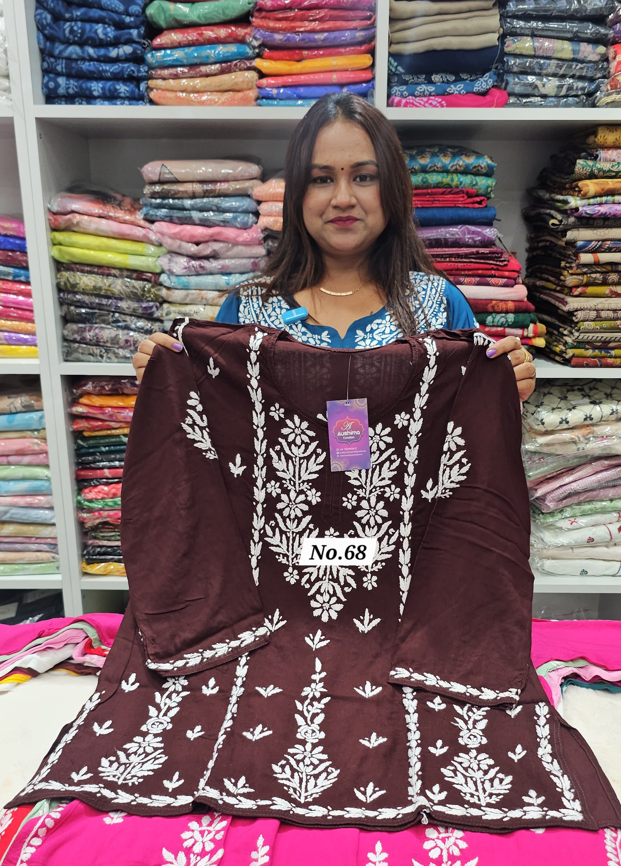 LUCKNOW CHIKANKARI SHORT TOPS {SIZE-44} (NO.68)