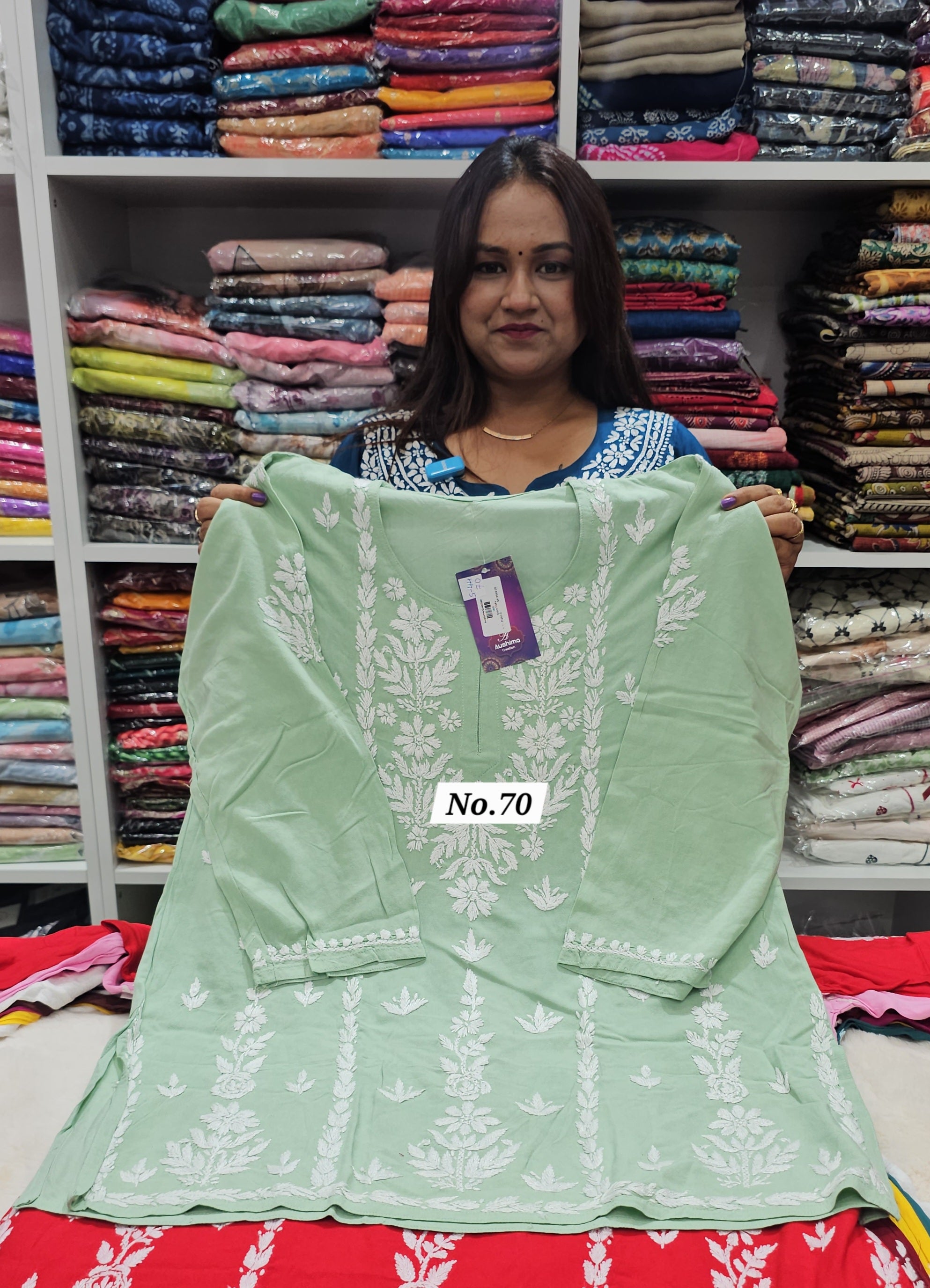 LUCKNOW CHIKANKARI SHORT TOPS {SIZE-44} (NO.70)